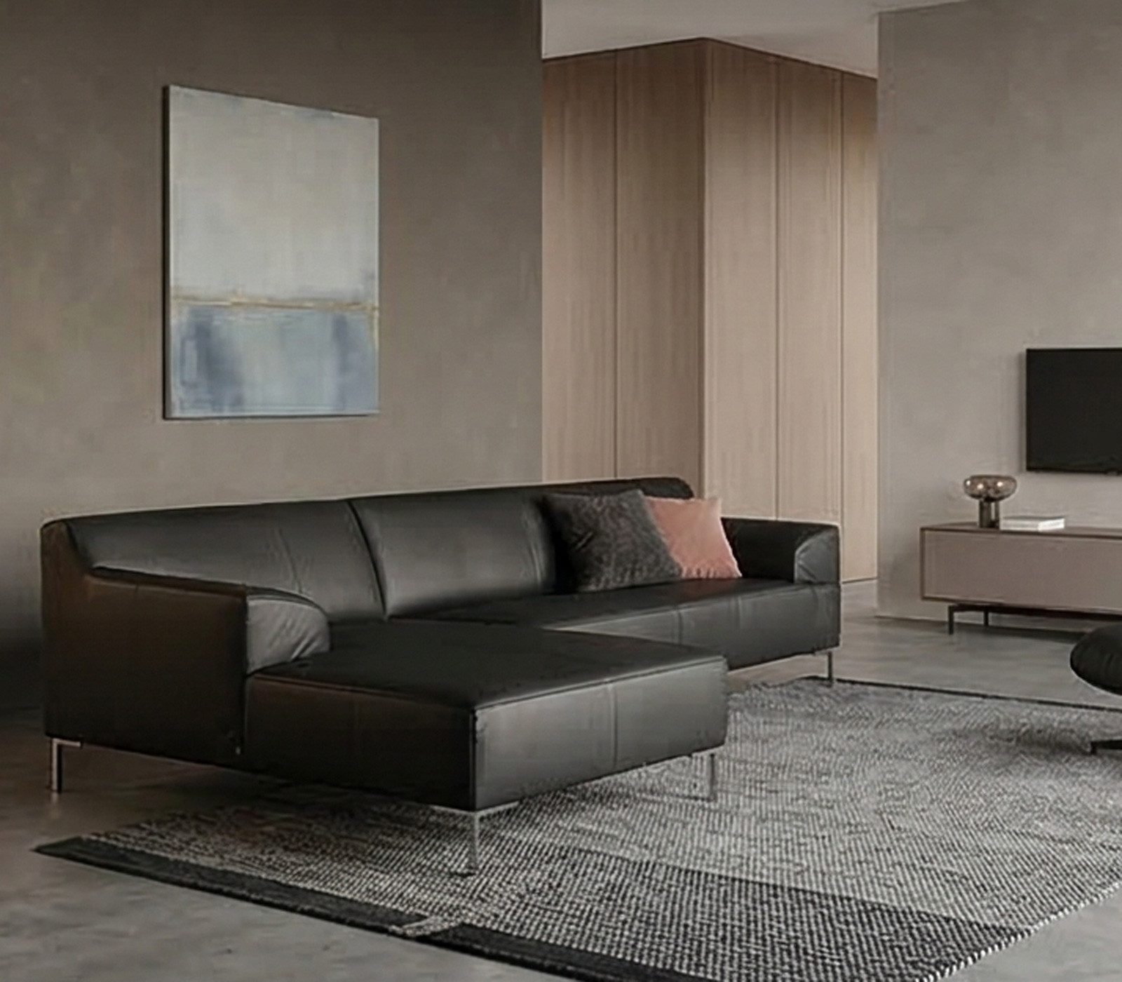 Rolf Benz Ecksofa ROLF BENZ Ecksofa Freistil 180 links Leder schwarz 260x170, Echtes Leder