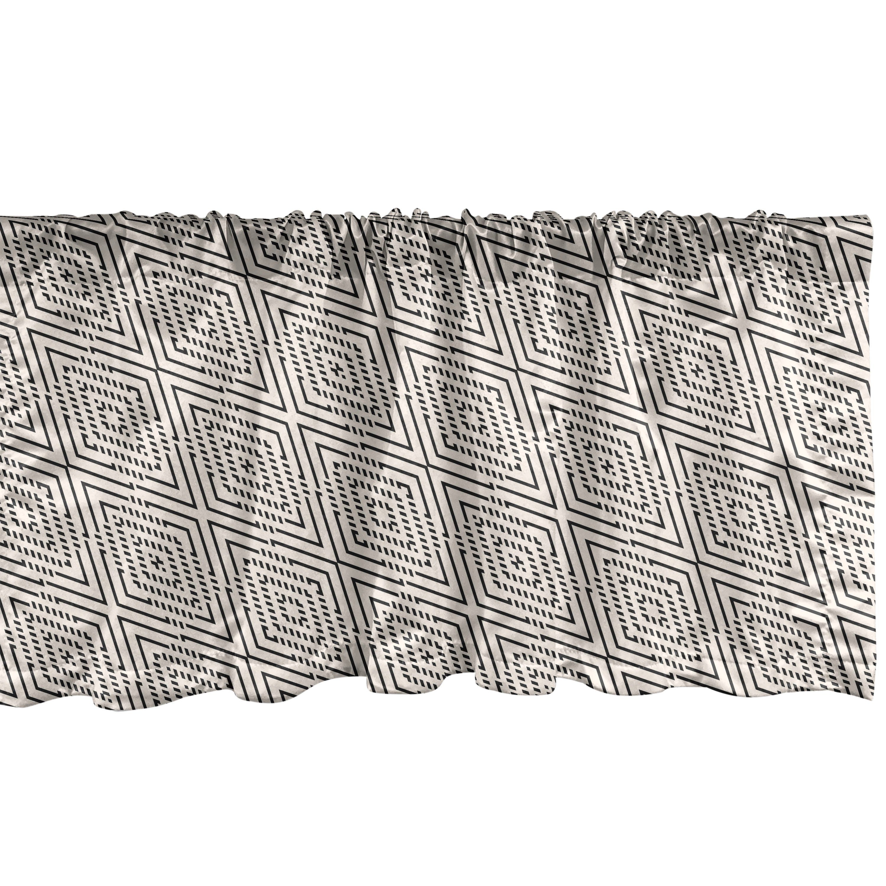 Scheibengardine Vorhang Volant für Küche Schlafzimmer Dekor mit Stangentasche, Abakuhaus, Microfaser, Abstrakt Diagonal Rhombus Motive