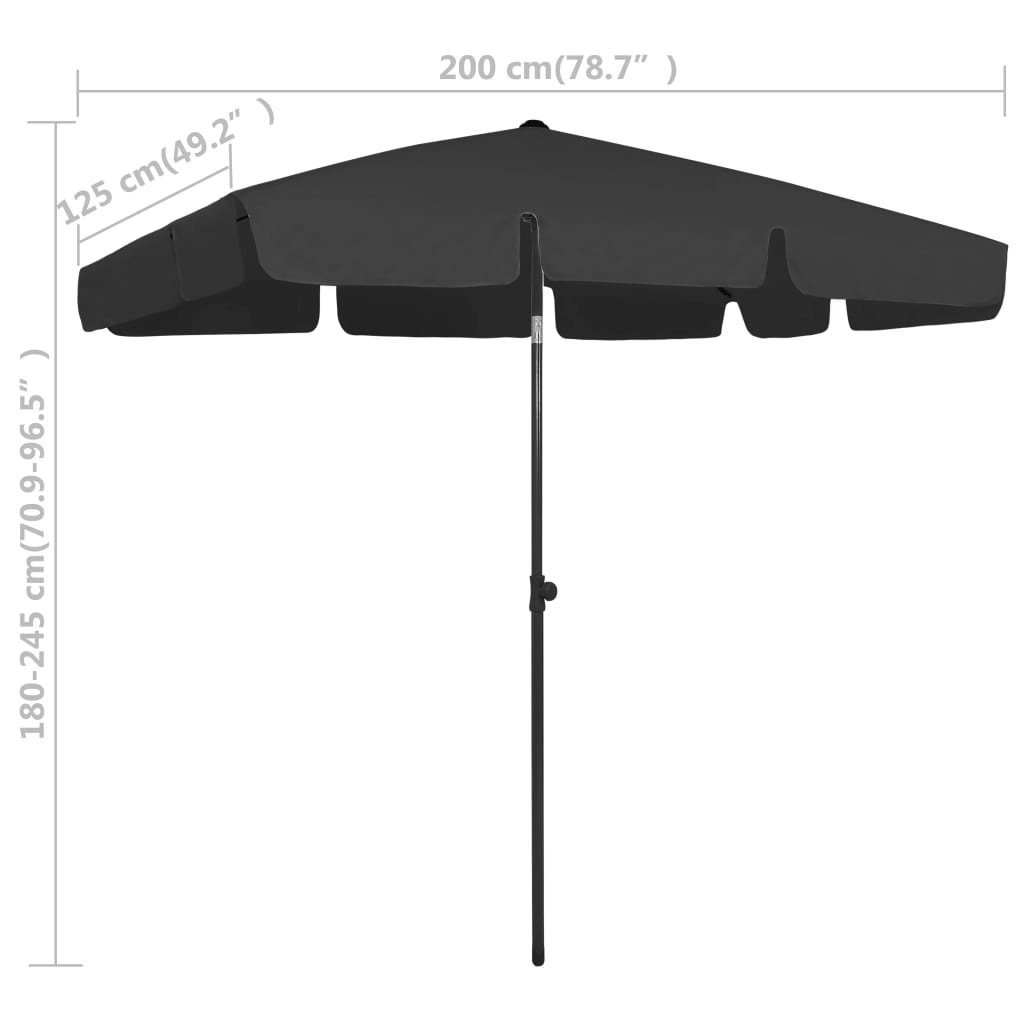 vidaXL Sonnenschirm Strandschirm Schwarz 200x125 cm