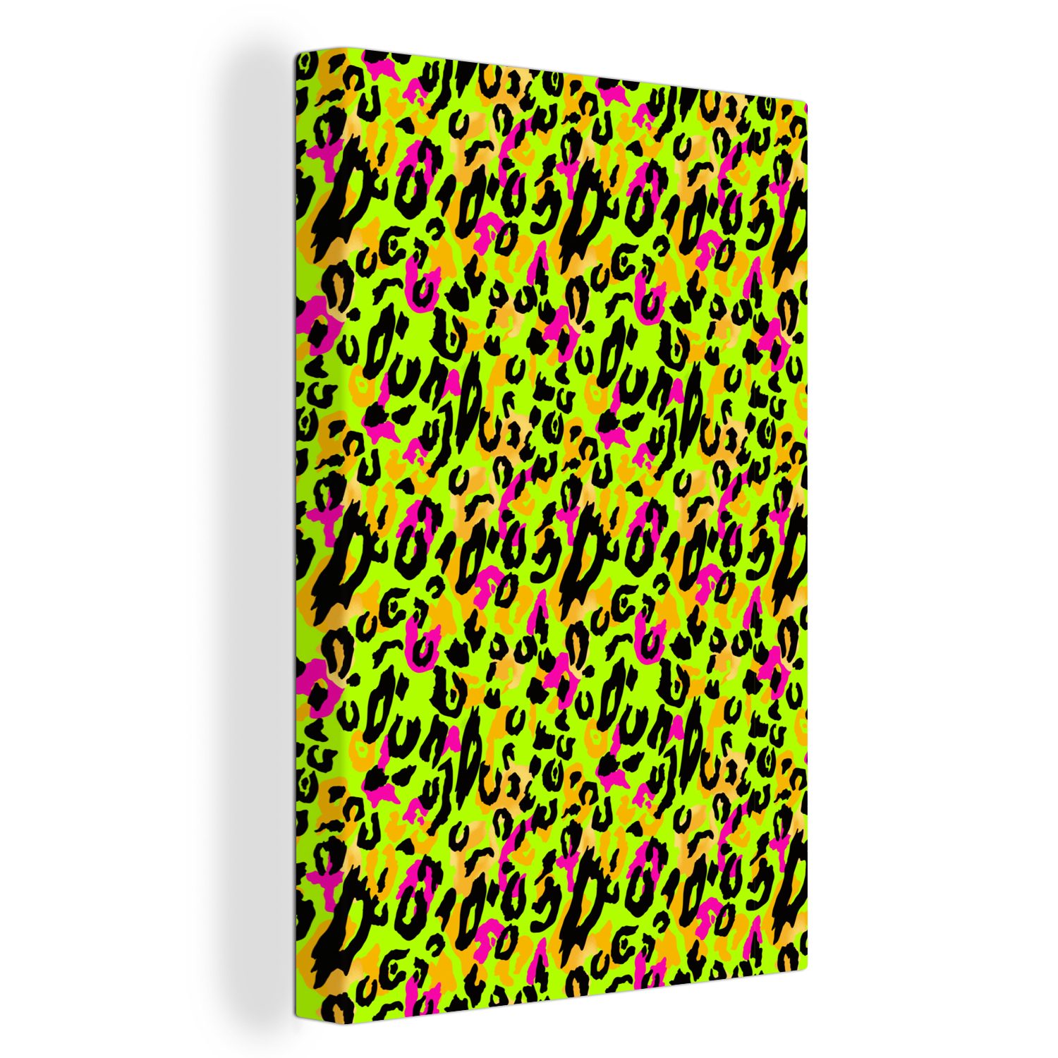 OneMillionCanvasses® Leinwandbild Muster - Tiermuster - Neon, (1 St), Leinwandbild fertig bespannt inkl. Zackenaufhänger, Gemälde, 20x30 cm