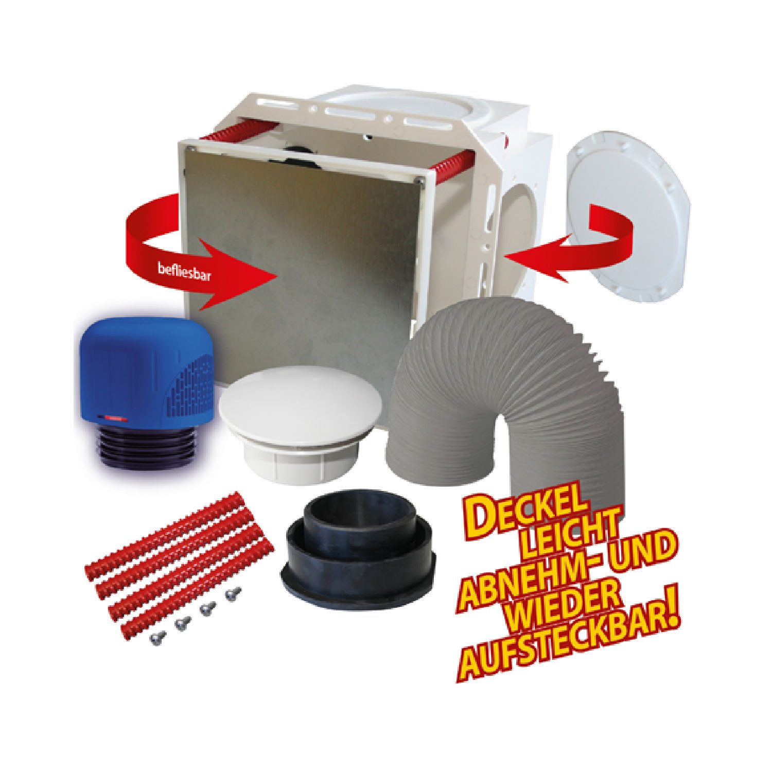 Haas Otto Ablaufrohr Großer OHA-Kunststoff-Wandeinbaukasten mit Rohrbelüfter, 0 °