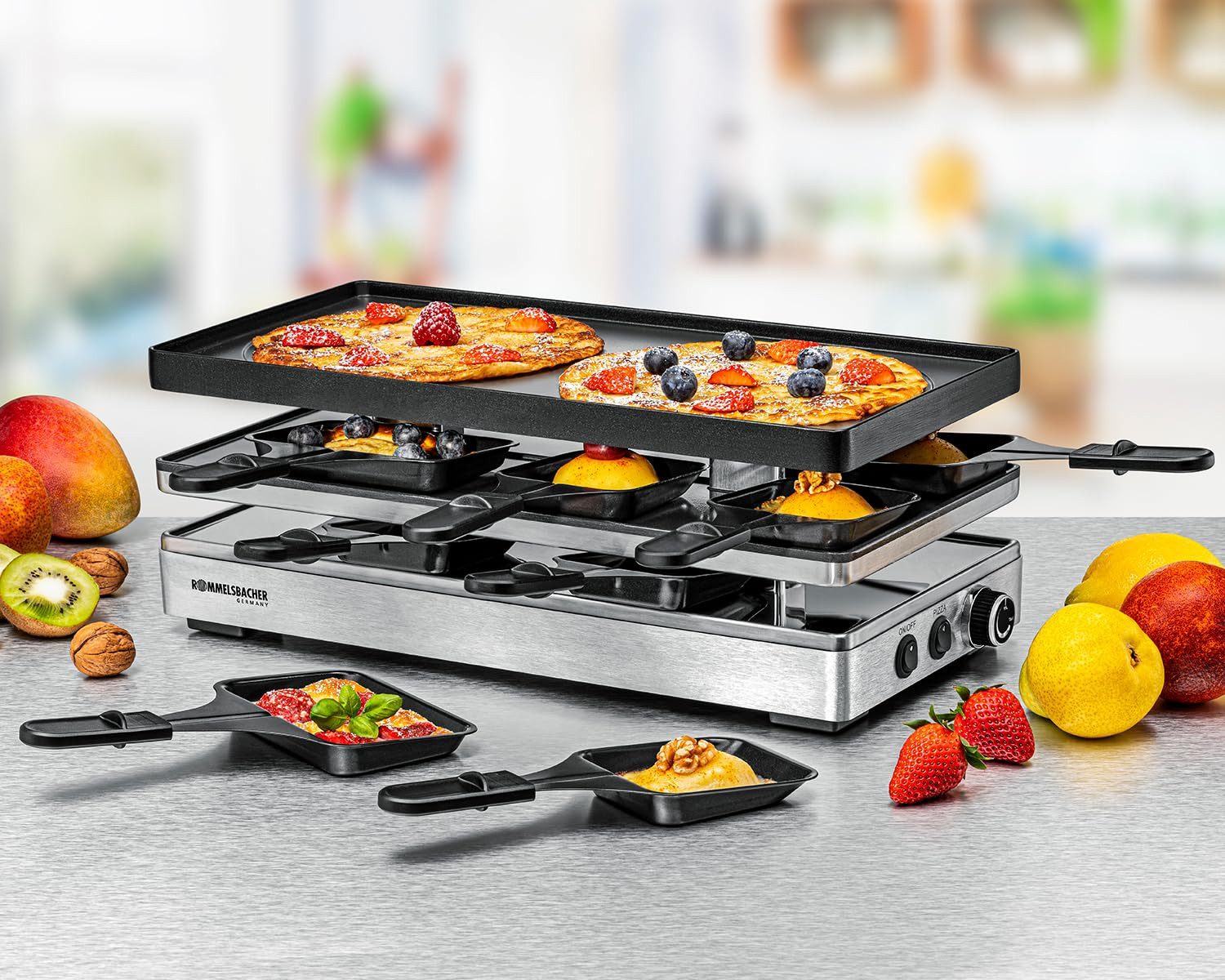 Rommelsbacher Raclette RCP 1800, 1800 W Leistung, PFAS-freie Antihaftbeschichtung