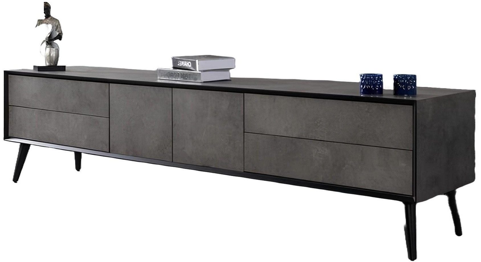 Xlmoebel TV-Board Graues Holz-Sideboard im modernen Design für stilvolles Wohnen (TV-Board, 1 St., RTV Lowboard), Hergestellt in Europa