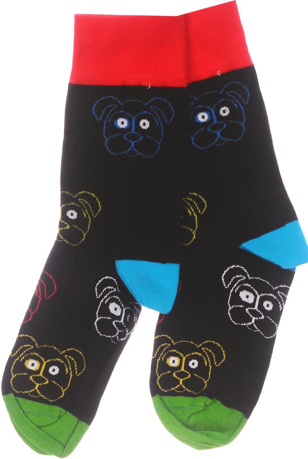 Freizeitsocken 1 Paar Socken lustige bunte witzige Strümpfe in schwarz mit Hunden
