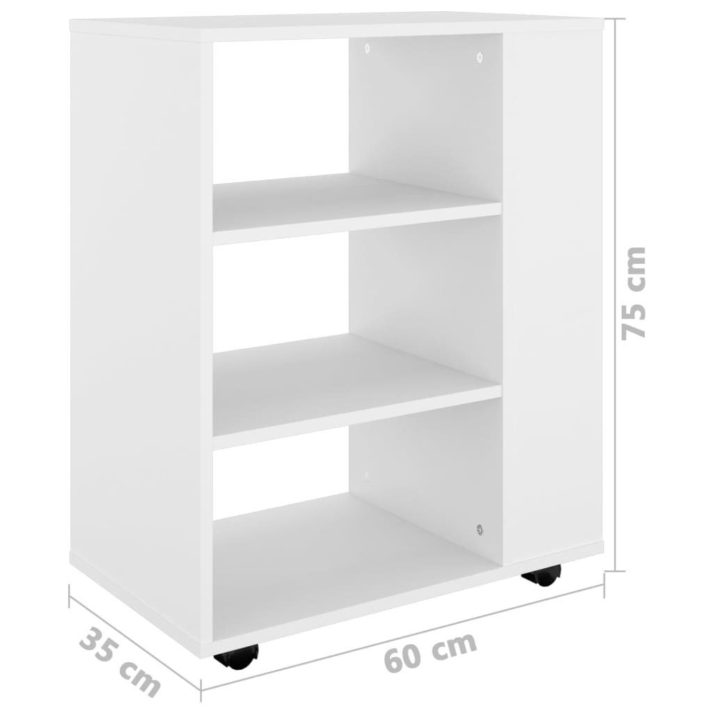 vidaXL Fächerschrank Rollschrank Weiß 60x35x75 cm (1-St) Holzwerkstoff