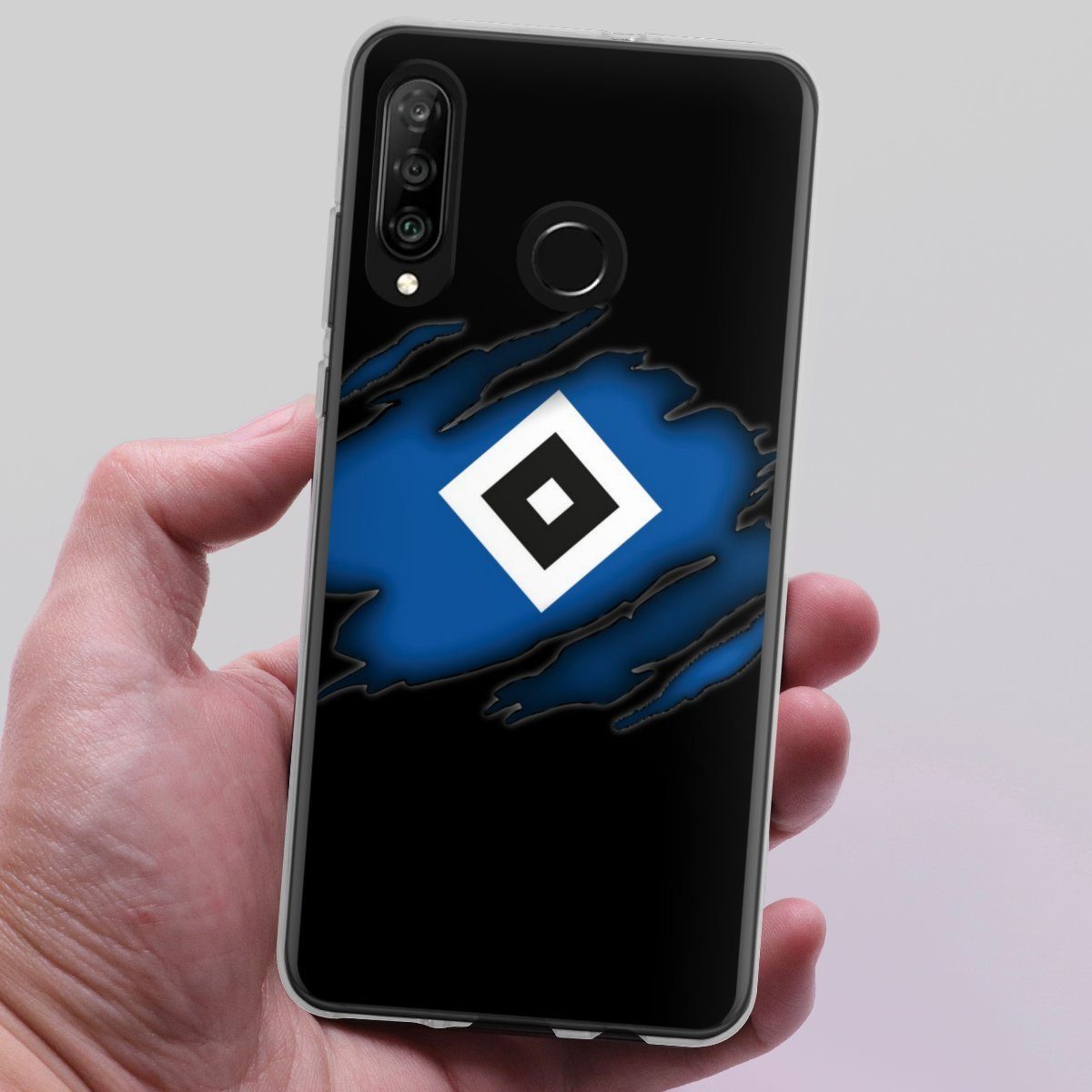 DeinDesign Handyhülle Hamburger SV HSV Offizielles Lizenzprodukt HSV Scratch, Huawei P30 Lite Premium Silikon Hülle Bumper Case Handy Schutzhülle