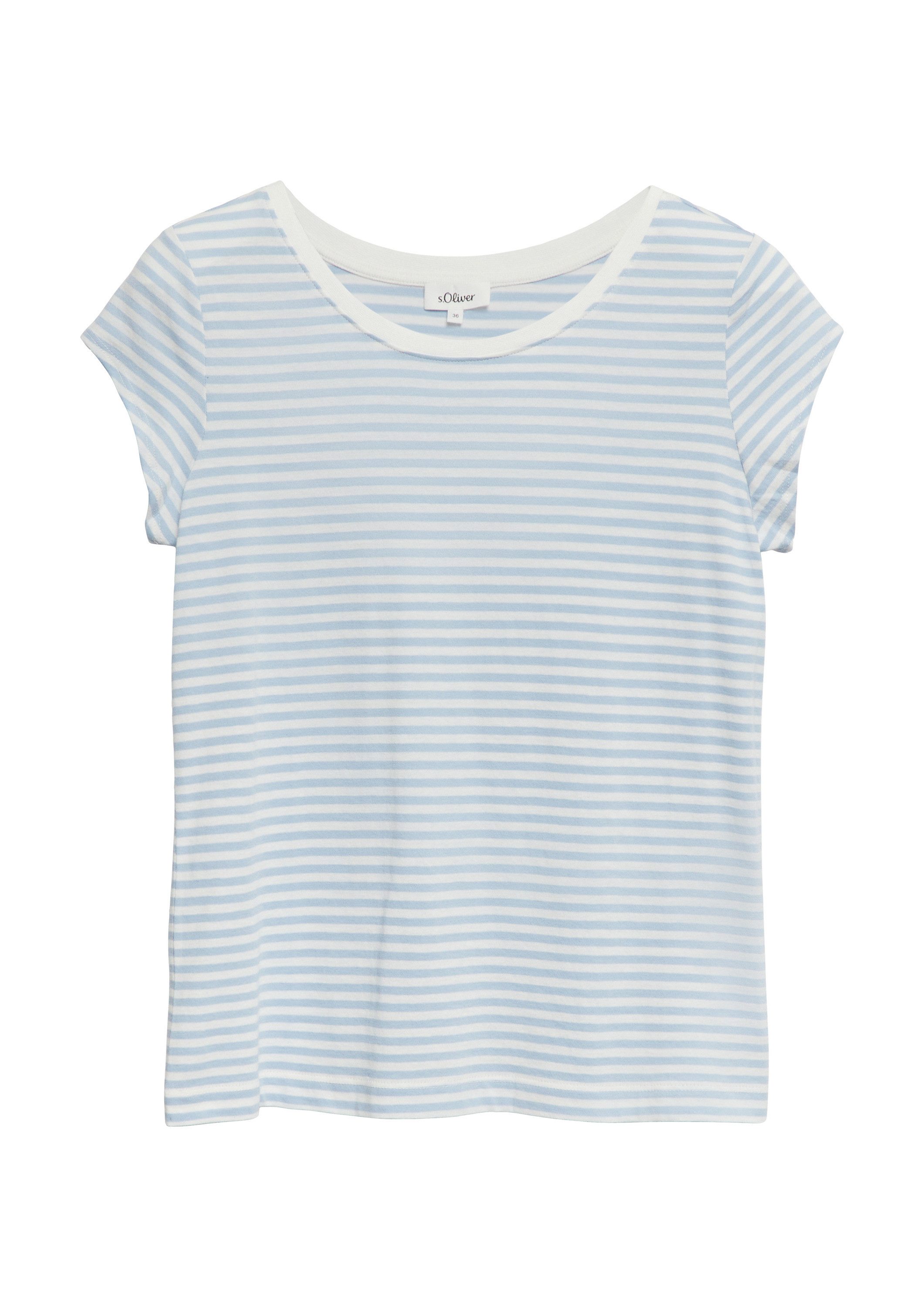 s.Oliver Kurzarmshirt T-Shirt Gestreiftes Rundhalsshirt aus Baumwolle