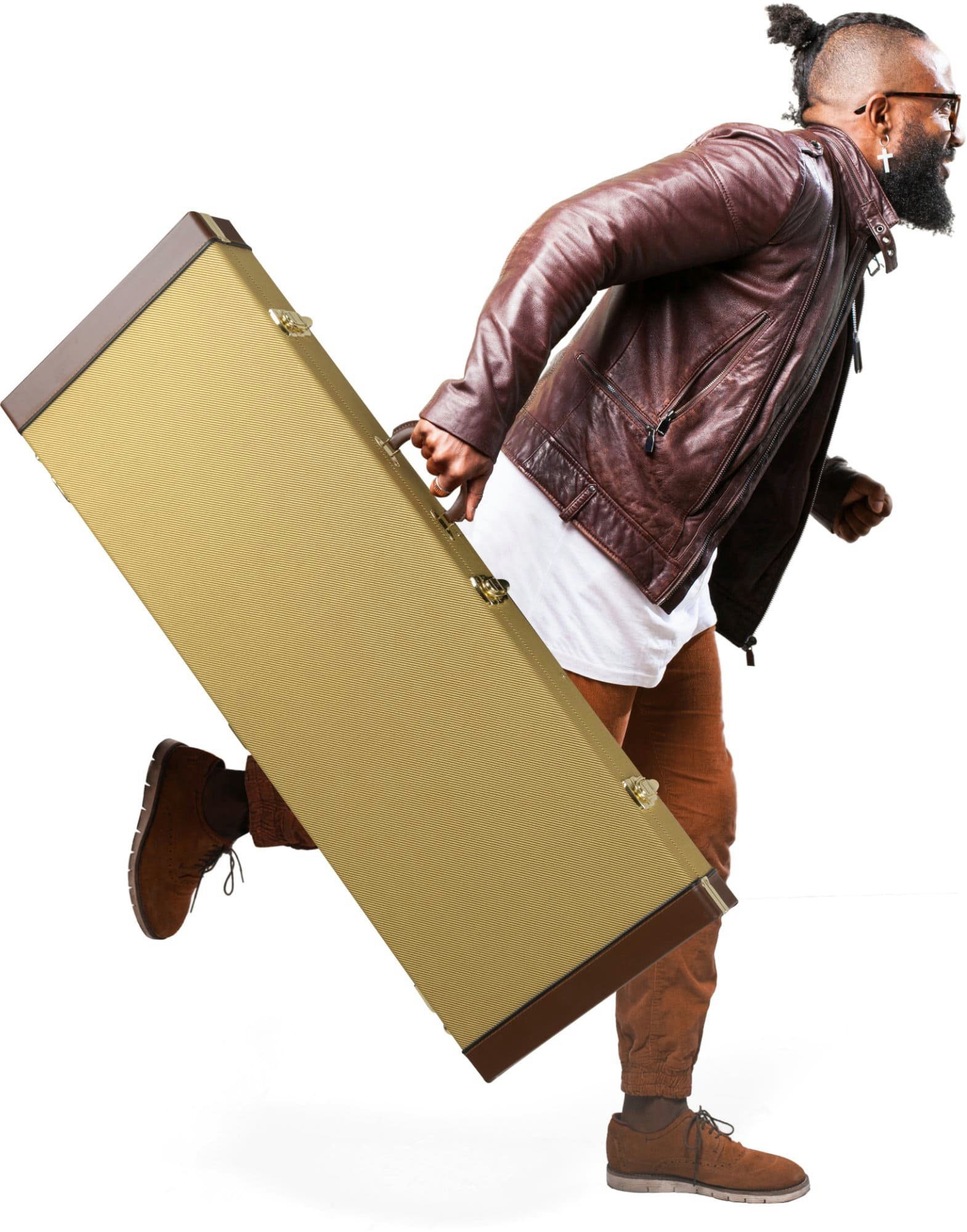 Shaman E-Gitarren-Koffer EGHCRT-1122TW Hardcase E-Gitarre Tweed, 0 Rollen, Gitarrenkoffer mit großem Zubehörfach - verschließbares Gitarrencase