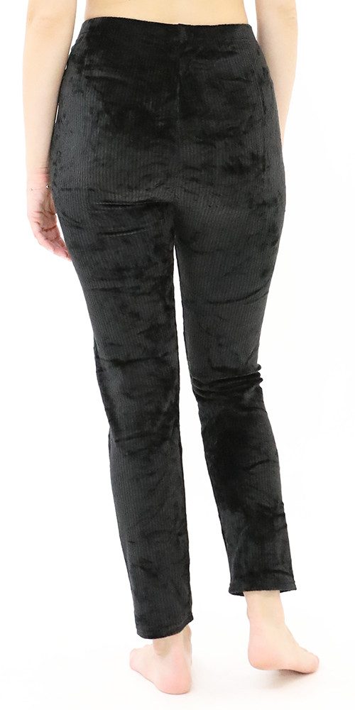 Leggings Park Leggings Damen Leggings Winter "SAMT" gestreift elastische Taille Soft Stretch (Diese Winter-Samt-Leggings mit gestreiftem Muster sind der perfekte Begleiter für die kälteren Tage) Anti-Cellulite, Shaping und Stretch