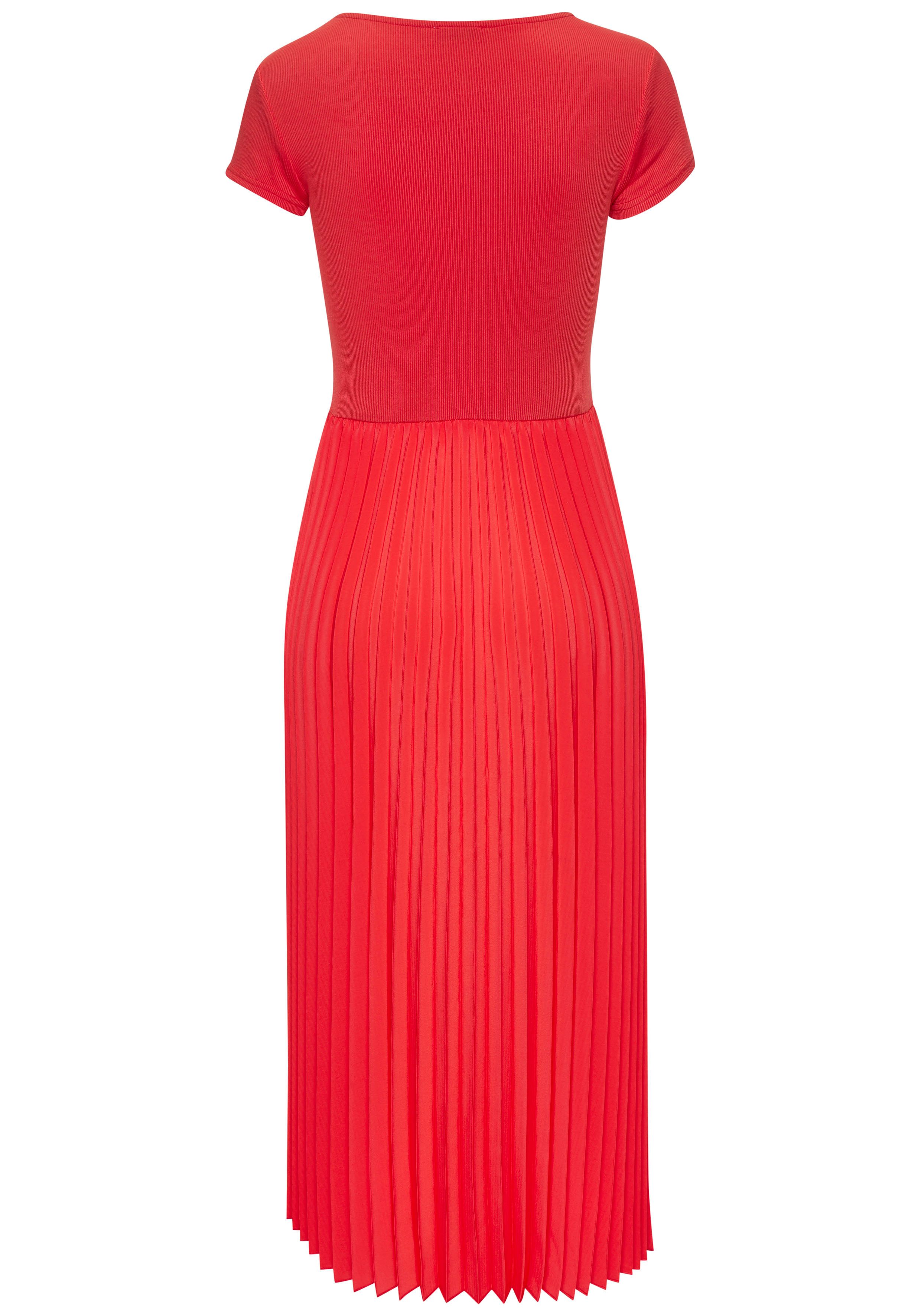 LASCANA Midikleid mit Plisseerockteil, elegantes Basic, modisch