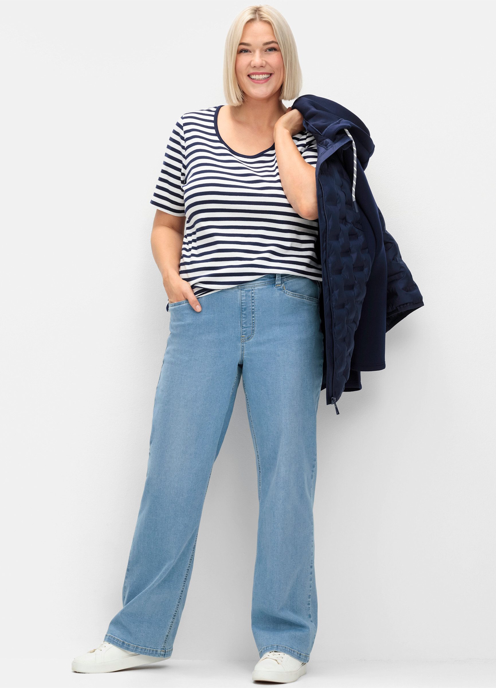 Sheego T-Shirt Streifenshirt . mit garngefärbtem Ringel, aus Rippware günstig online kaufen