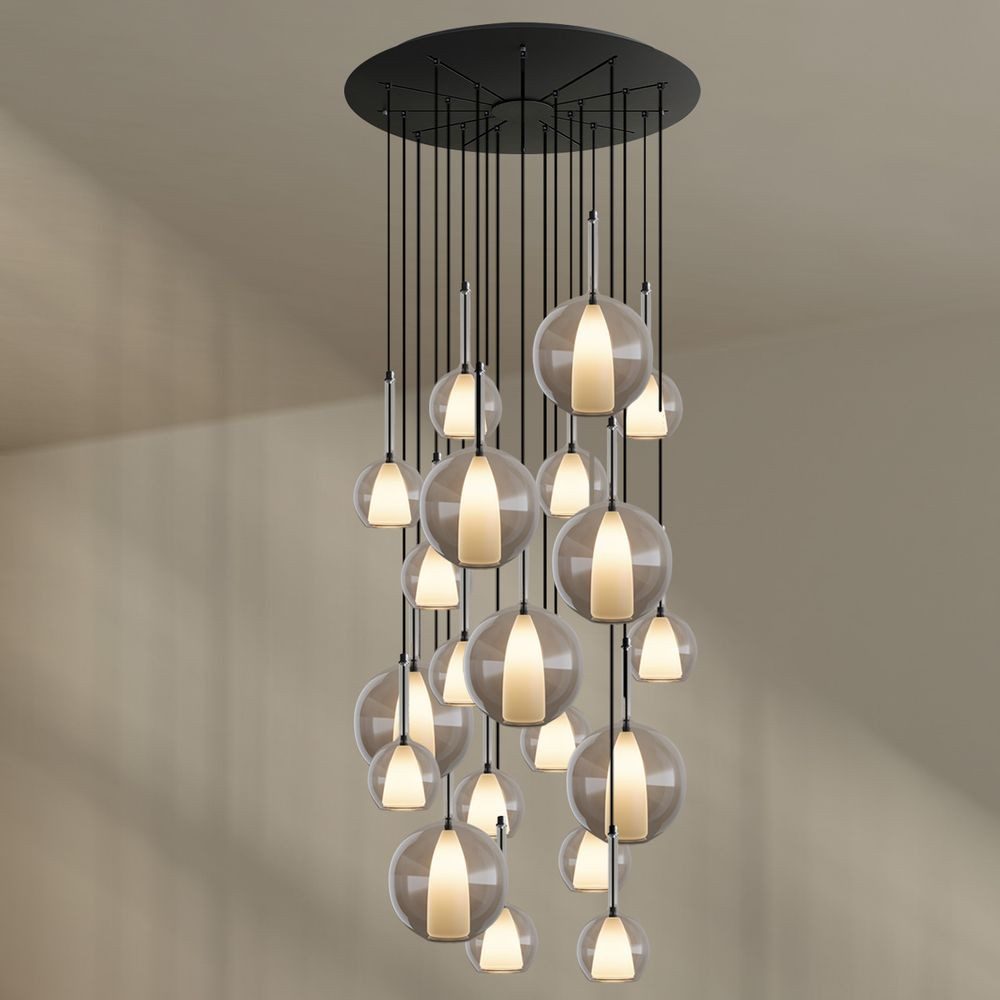 s.luce Pendelleuchte Belluna Galerieleuchte 20-flammig Ø 120cm Baldachin Klar