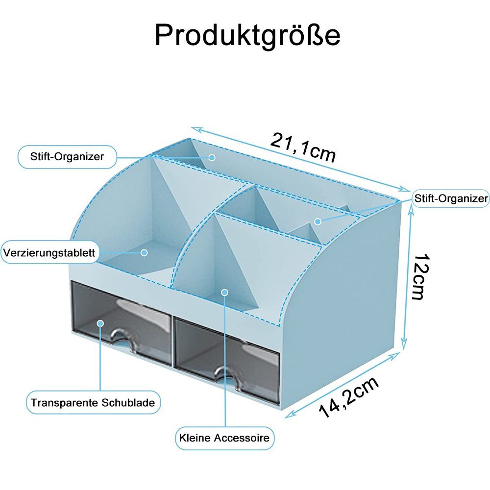 NUODWELL Organizer Schreibtisch Organiser, Plastik Tisch Organiser mit 2 Clear Schubladen