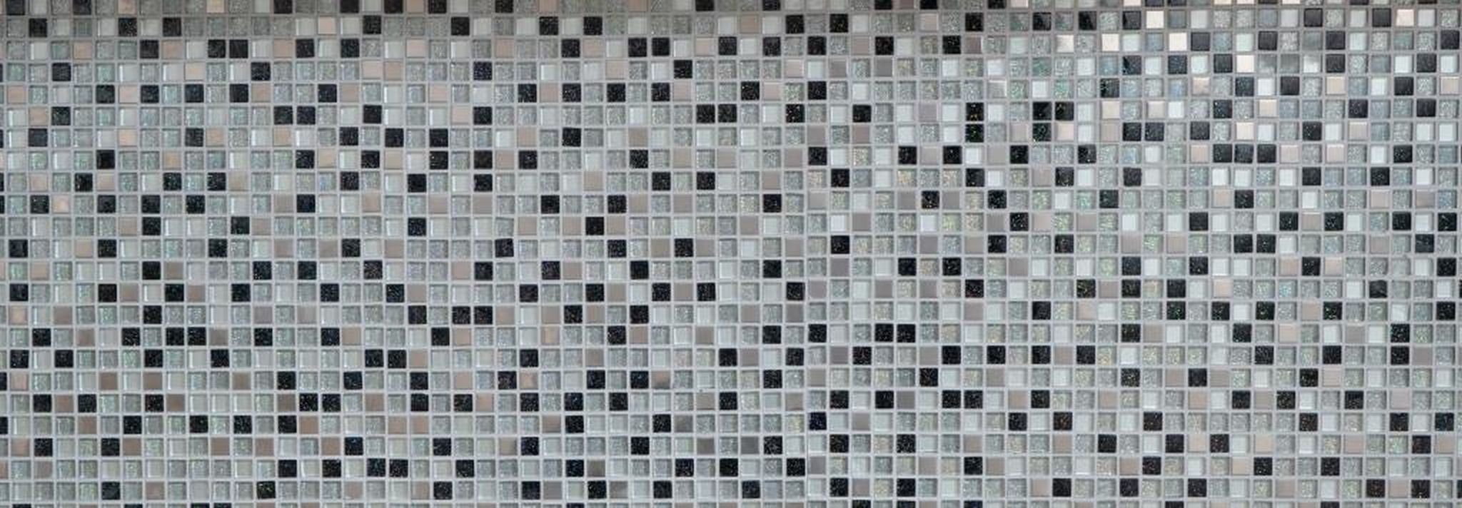Mosani Mosaikfliesen silber grau schwarz Mosaikfliese Edelstahl Glasmosaik