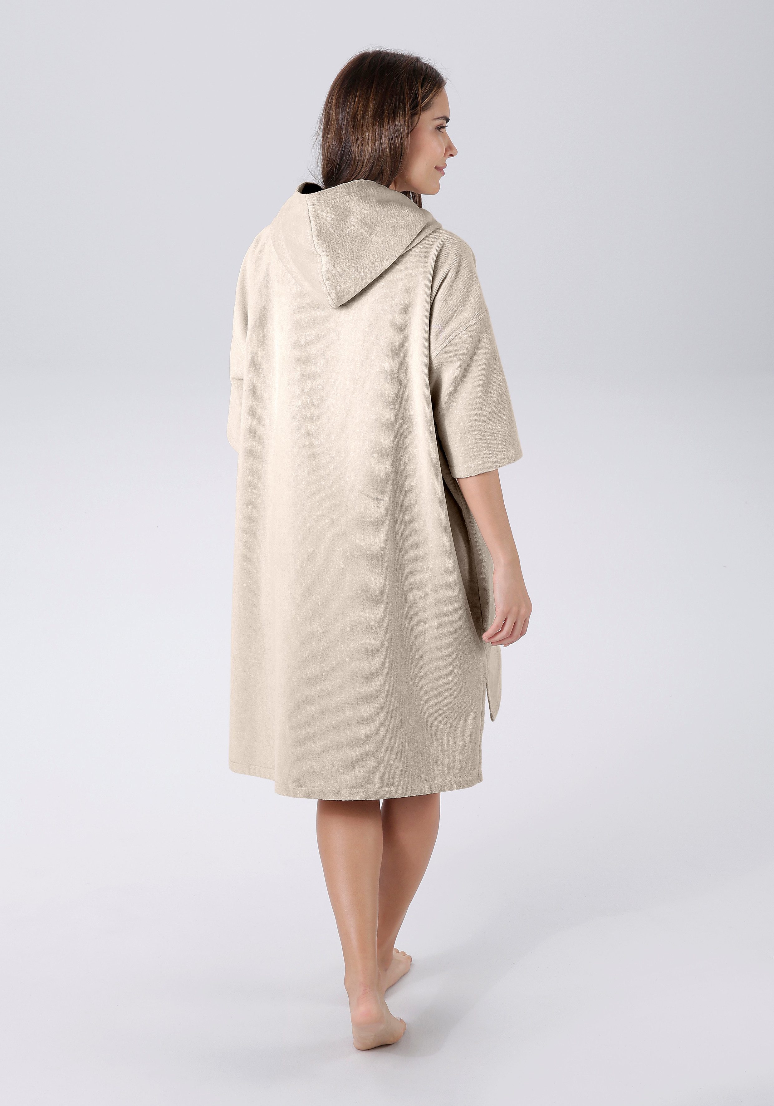 KangaROOS Badeponcho Summer, ideal für Sauna, Spa & im Urlaub, Damen & Herren, Midilänge, Baumwolle, Kapuze, Surfponcho, mit Bauchtasche, 100% Baumwolle, Frottee