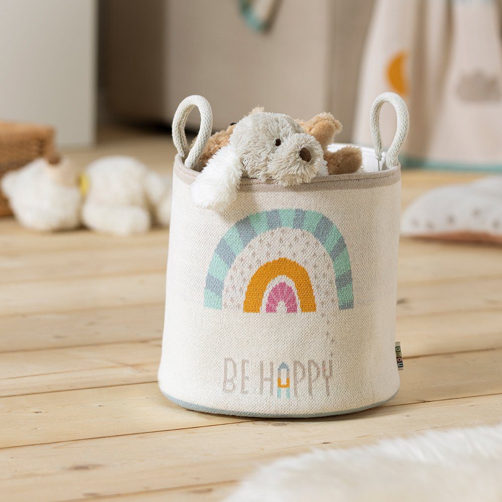 howa Aufbewahrungskorb be happy, Spielzeugkorb Kinderzimmer beige, Baumwolle, Strick, Ø 26cm, H 28cm