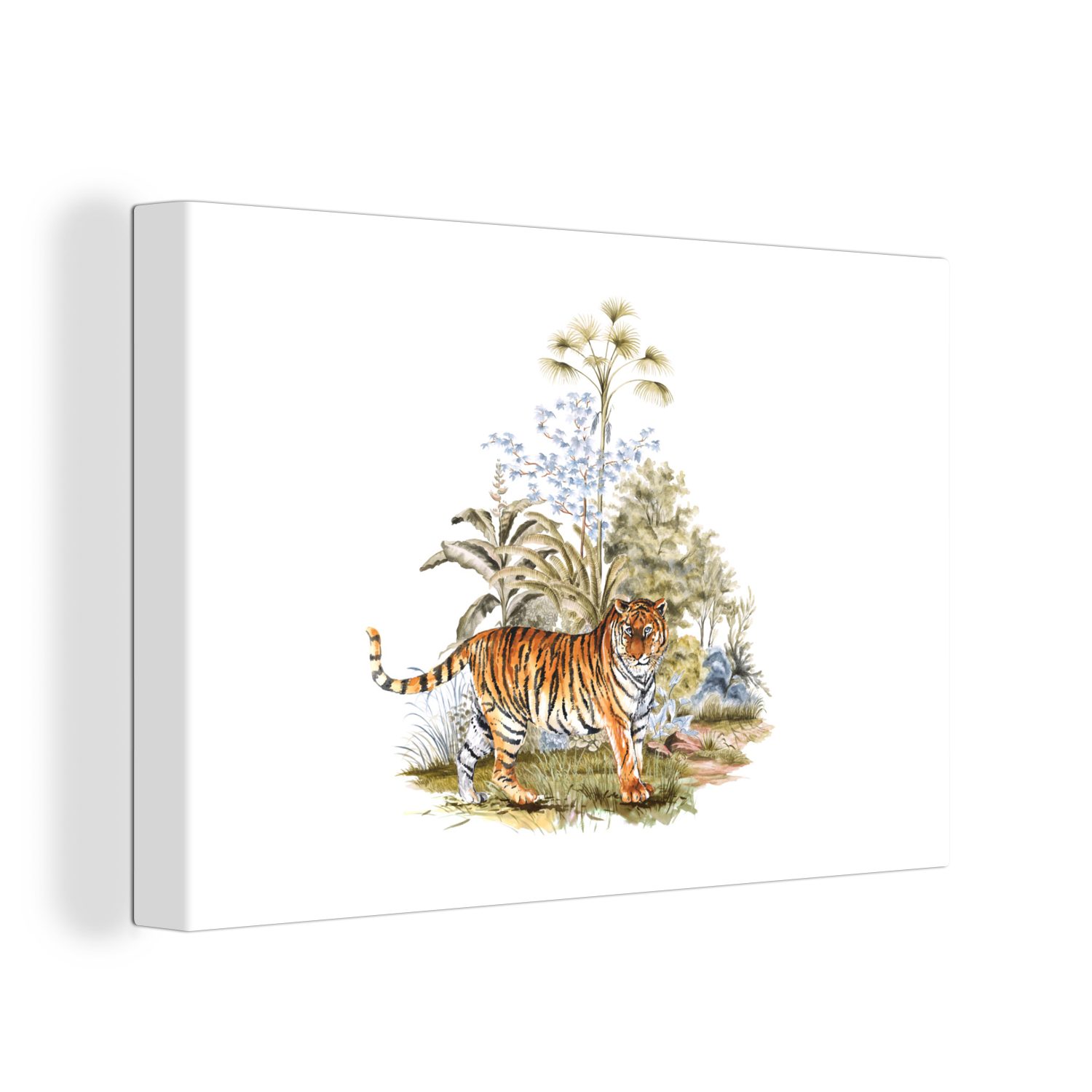 OneMillionCanvasses® Leinwandbild Tiger - Schrein - Wald, (1 St), Wandbild Leinwandbilder, Aufhängefertig, Wanddeko, 30x20 cm