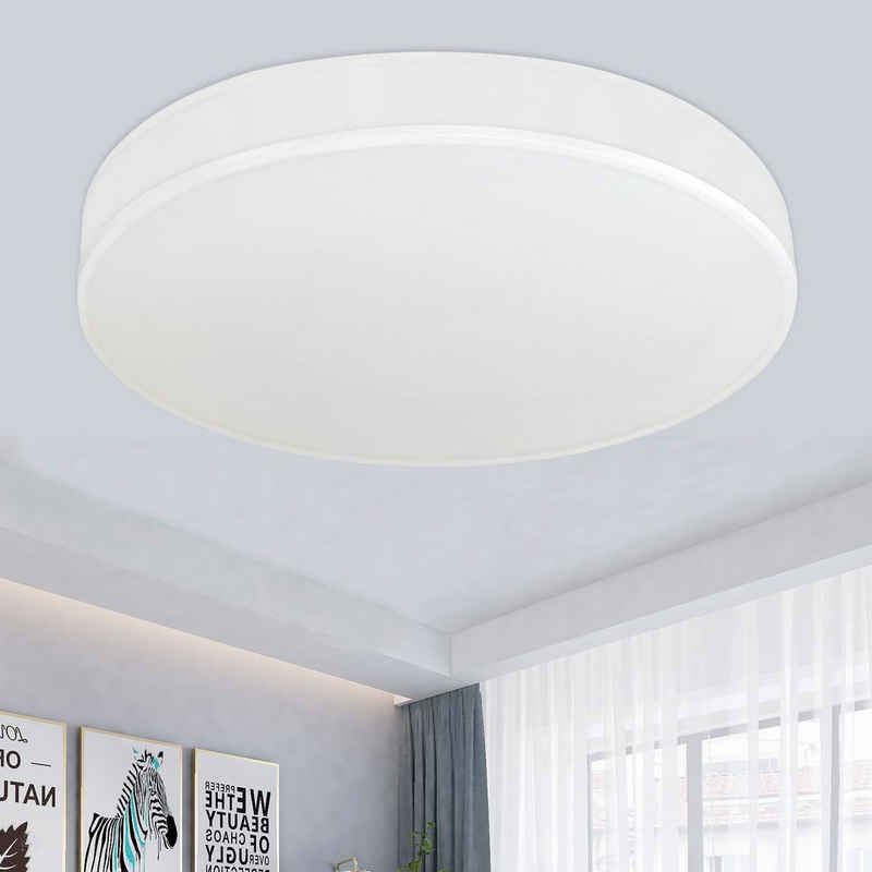 Nettlife LED Deckenleuchte Rund Weiß Moderne Stoff Schlafzimmerlampe 3000K 12W, LED fest integriert, Warmweiße