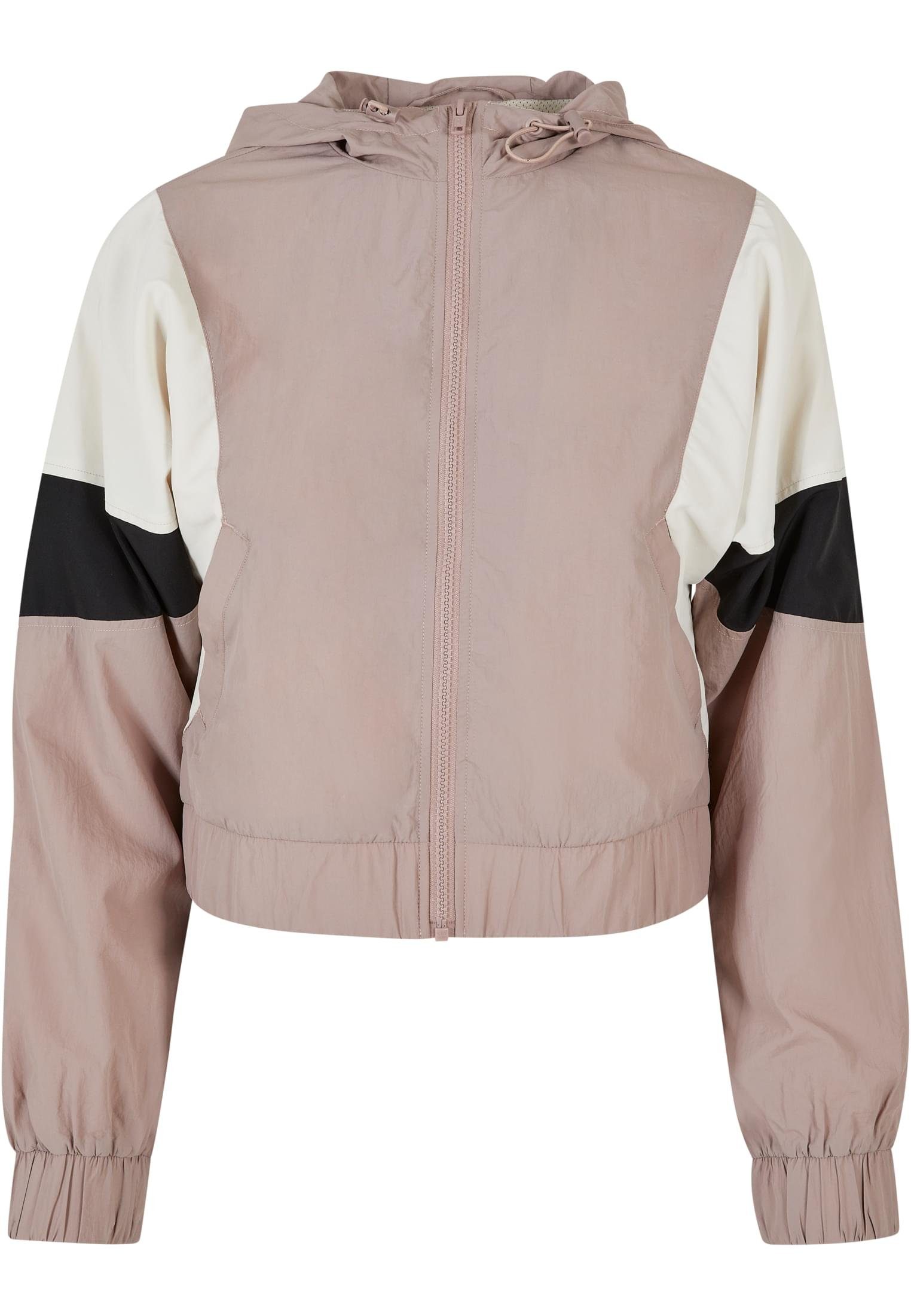 URBAN CLASSICS Outdoorjacke Damen Ladies Short 3-Tone duskrose/whitesand/black Crinkle Jacket (1-St)