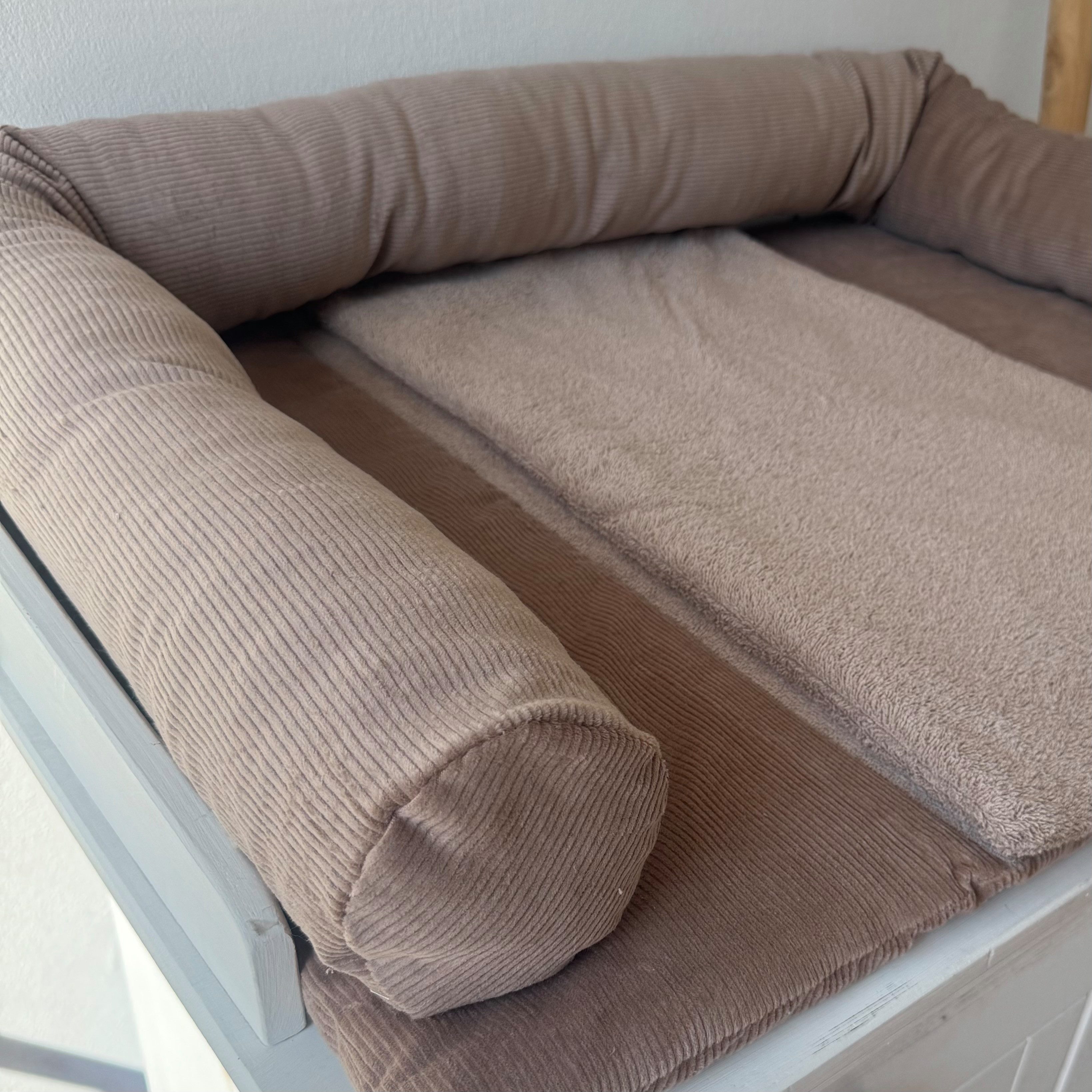 LittleANTunique Nestchenschlange Wickeltischumrandung I Bettschlange Cord taupe I Babybettumrandung