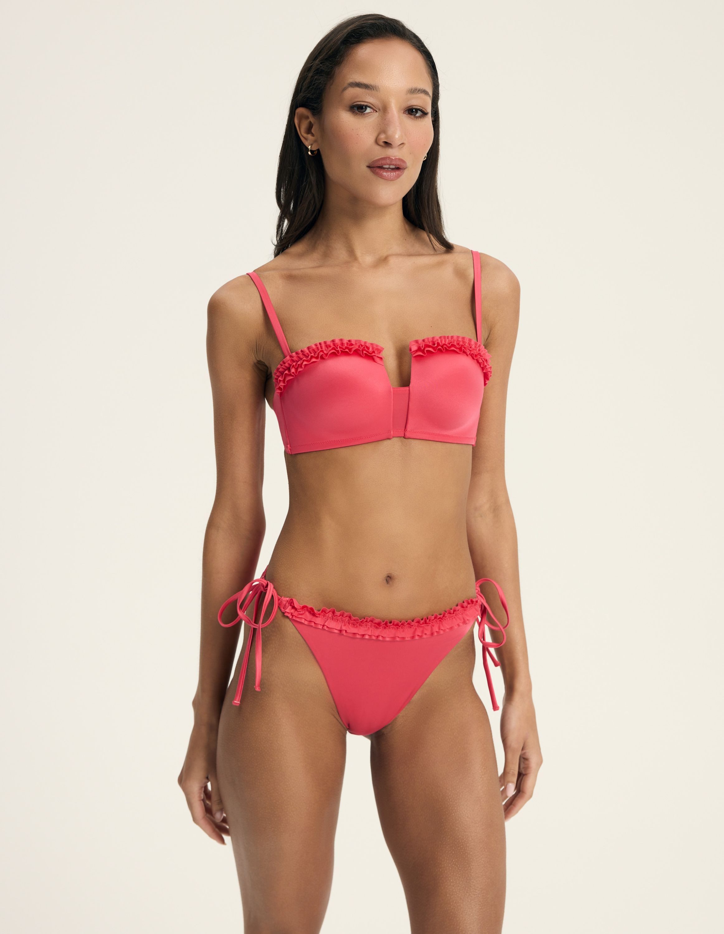 ESOTIQ Push-Up-Bikini Bikini Top Push up Godlike, geformte Cups, Rüschen