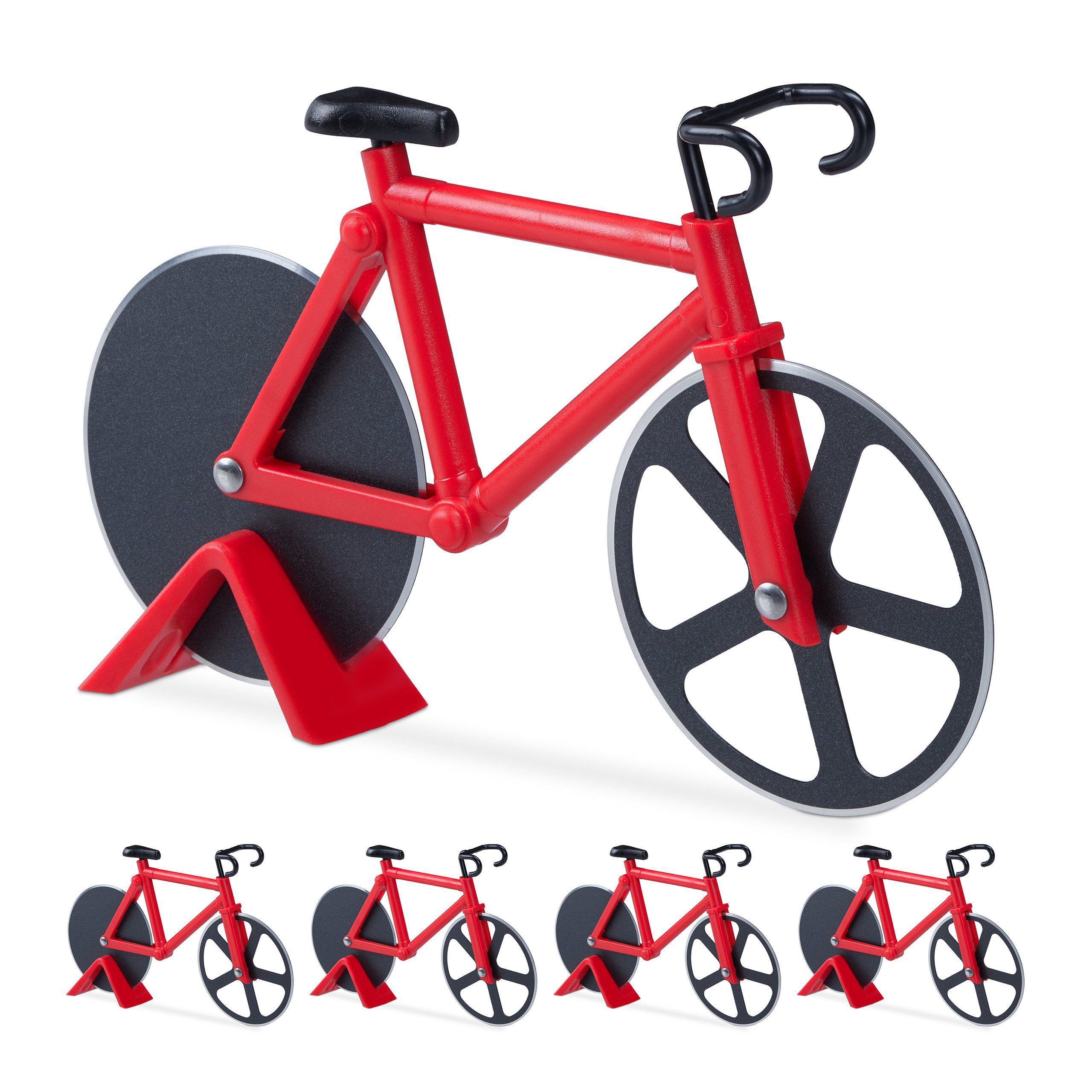Pizzaschneider 5 x Fahrrad Pizzaschneider rot