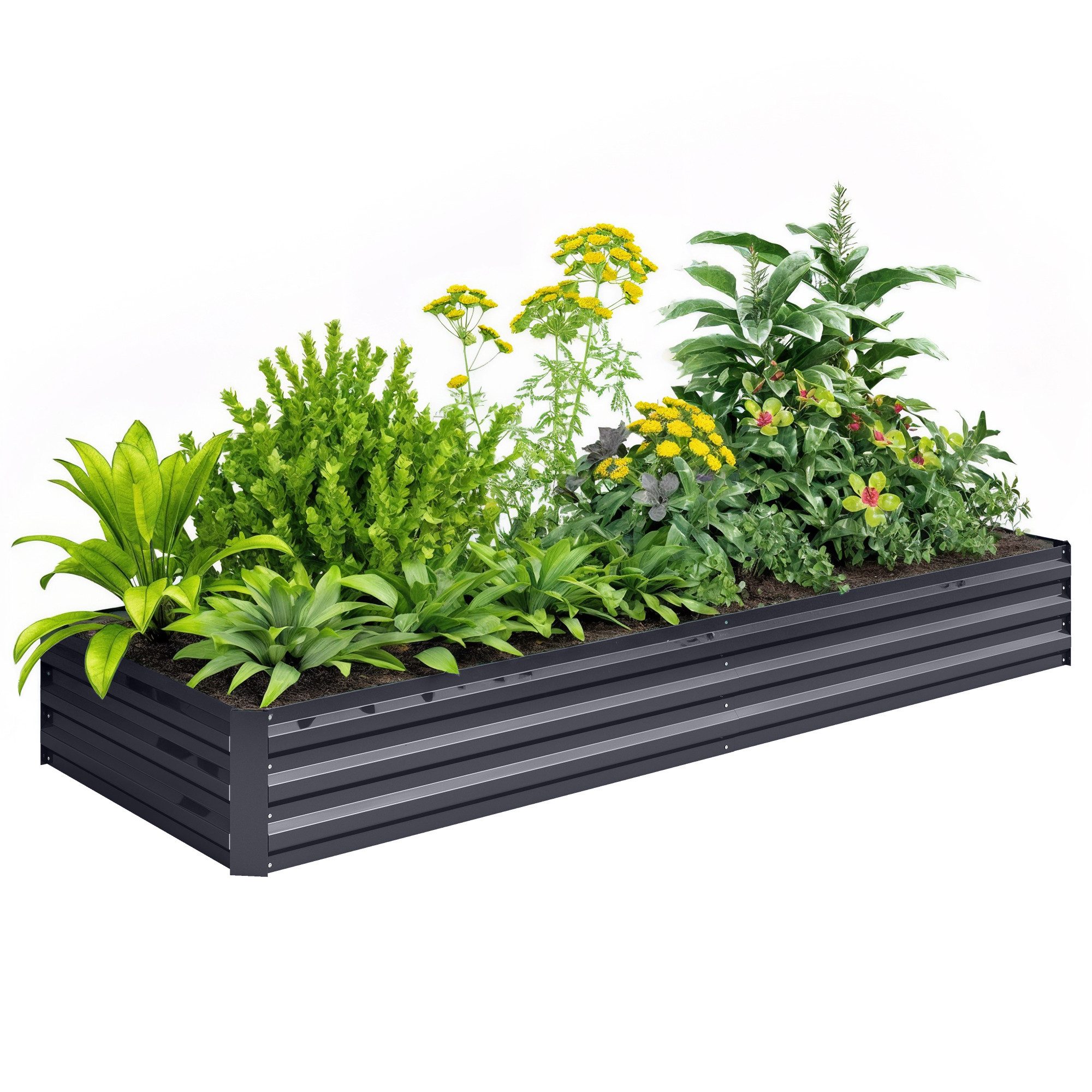 Outsunny Hochbeet aus Stahl, Blumenbeet, Gemüsebeet, Kräuterbeet (Pflanzküb günstig online kaufen