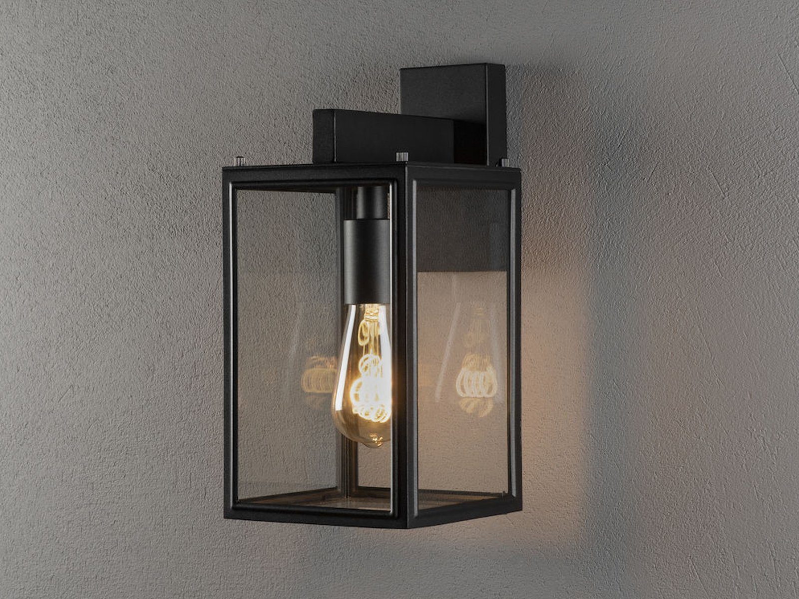 KONSTSMIDE LED Außen-Wandleuchte, LED wechselbar, warmweiß, Wand-laterne Landhausstil, Fassadenbeleuchtung Haus-wand, Schwarz 33cm