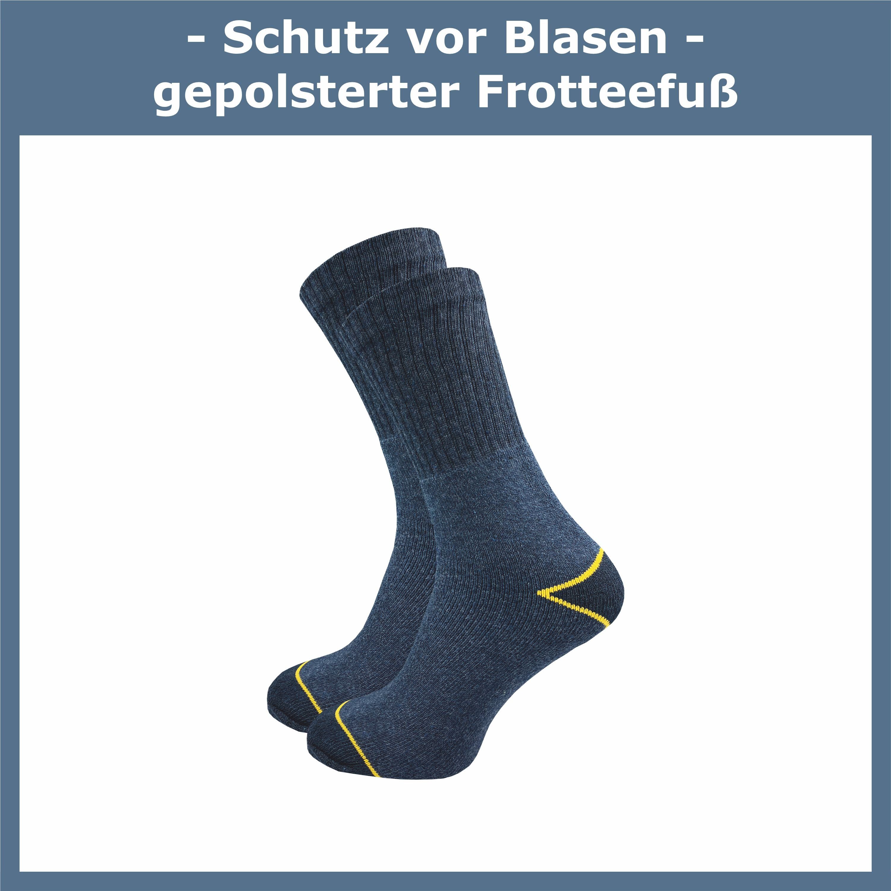 GAWILO Arbeitssocken für Herren für atmungsaktiver Schweißfüße Baumwolle blau stabilisierendem - Paar) mit Sicherheitsschuhe gegen (12 mit Rippschaft Ideal