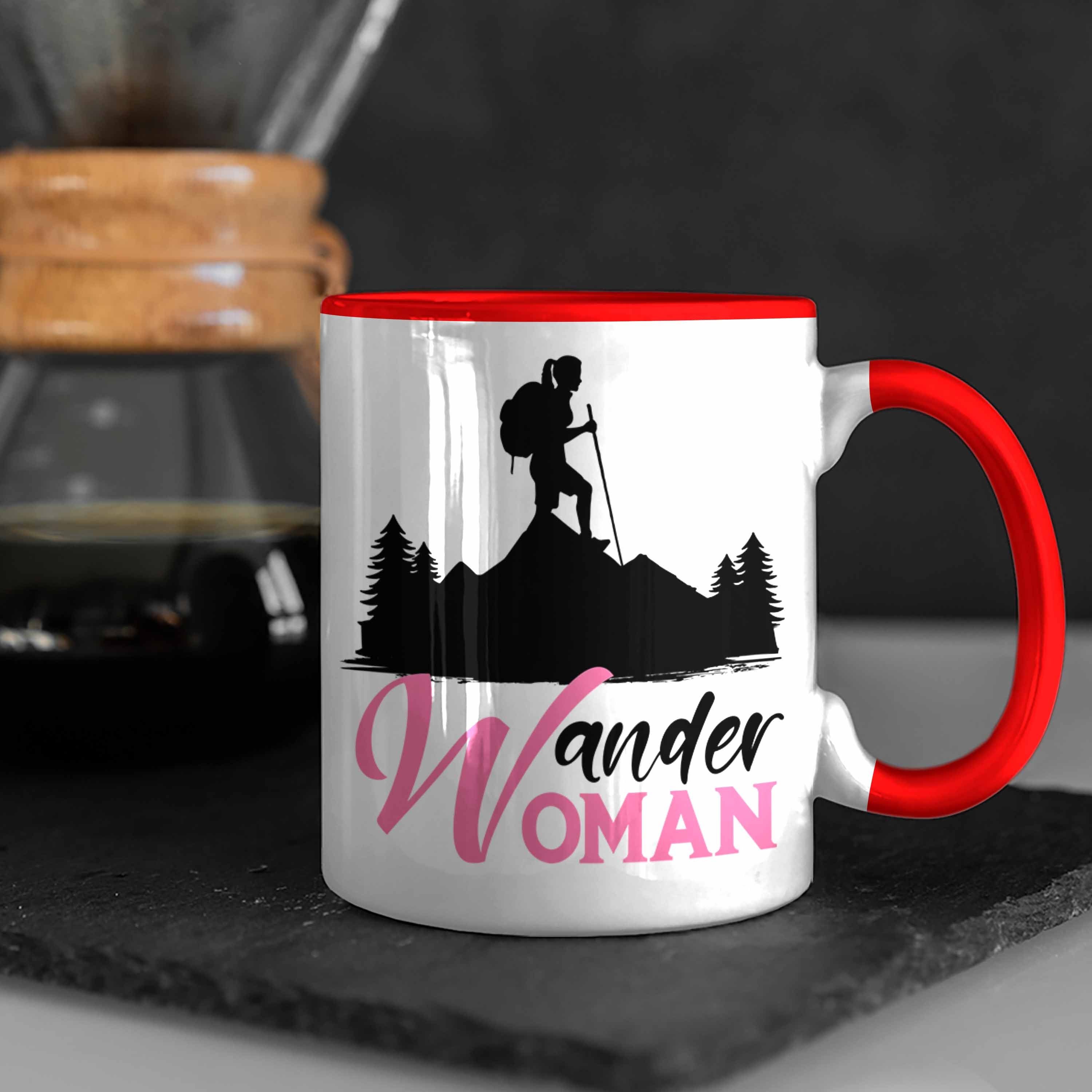 Trendation Geschenk Wandern Geschenkidee Trendation Wandern Tasse Rot Woman Frauen Tasse - Tasse zum Lustige Wander