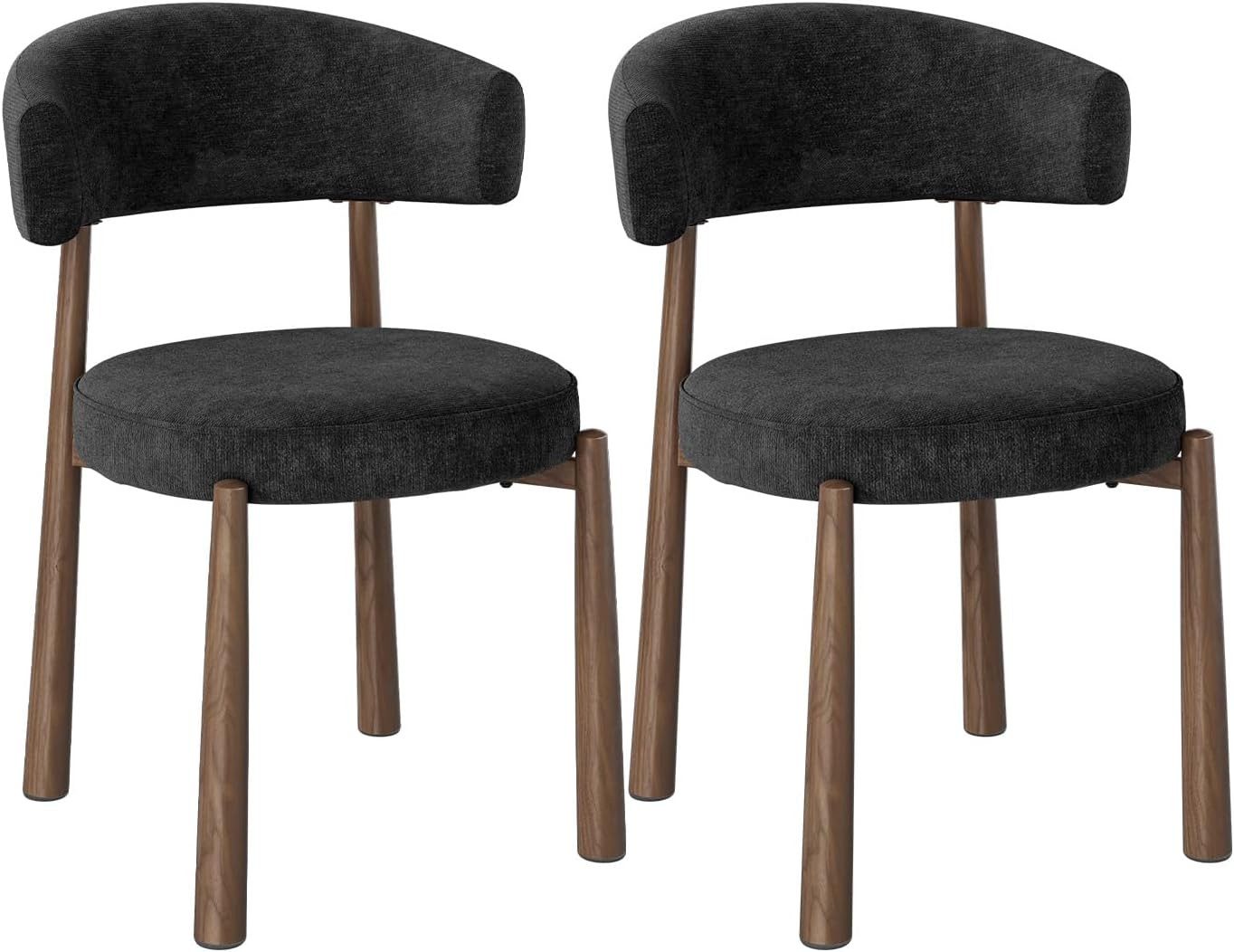 Woltu Polsterstuhl (2 St), Esszimmerstühle mit Chenille-Bezug & Metallbeinen, Mid-Century Modern