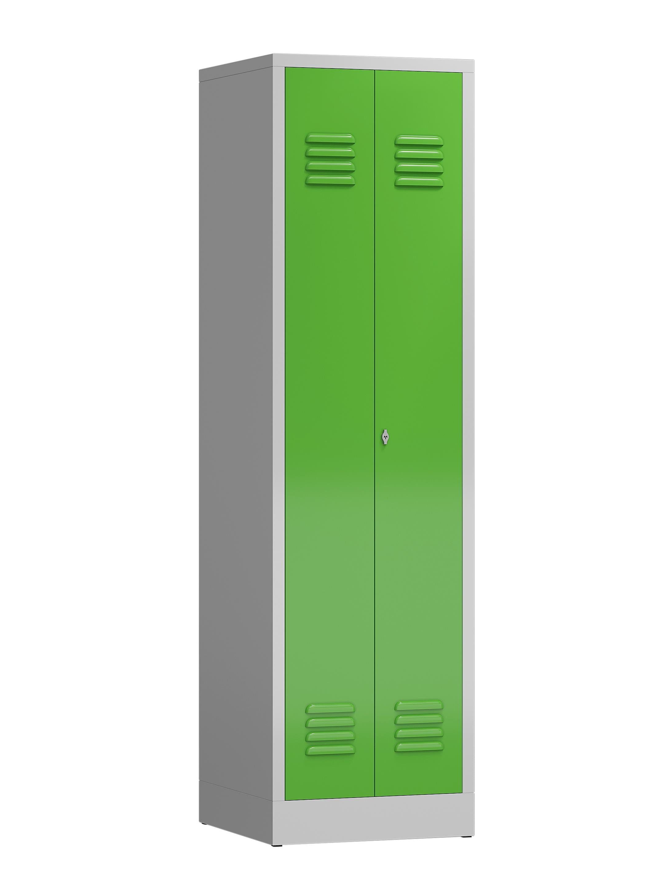 Steelboxx Mehrzweckschrank ClassiX Mehrzweckspind, 2 / montiert 500 mm | RAL 1800 Türen: - Abteile, x 7035 Korpus: keine RAL erforderlich Montage x Komplett verschweißt und gelbgrün Lichtgrau lichtgrau 6018 (1-St) 500