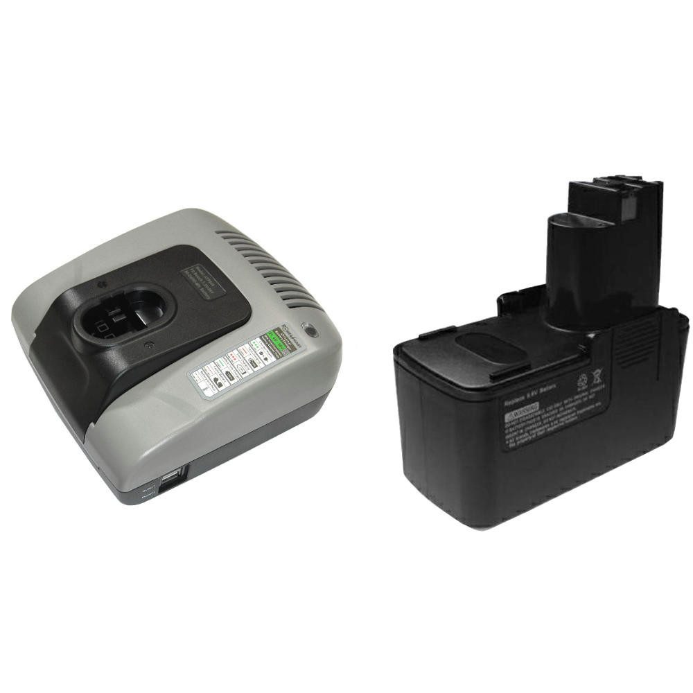 Trade-Shop 2in1 Set passend für Bosch PSB PSR 9.6VES-2 9,6VES-2 - Ladegerät + Akku Ni-MH 2000 mAh (9.6 V)