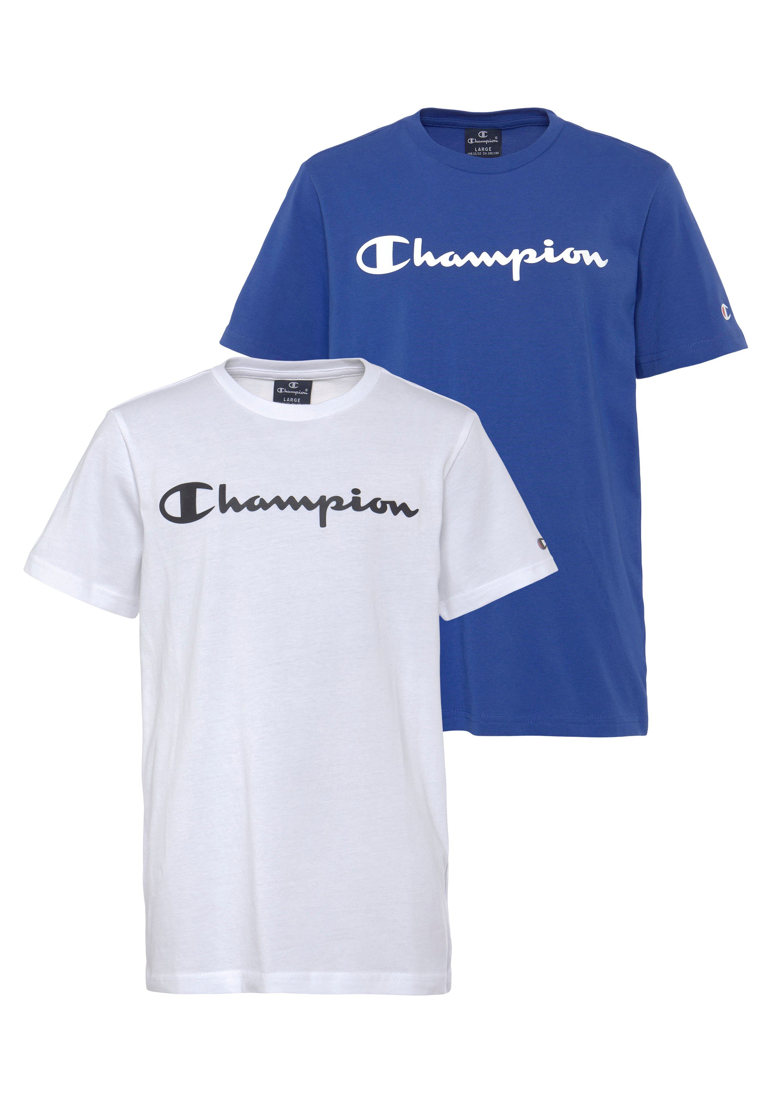 Champion T-Shirt blau/weiß T-Shirt Crewneck Kinder 2Pack - für