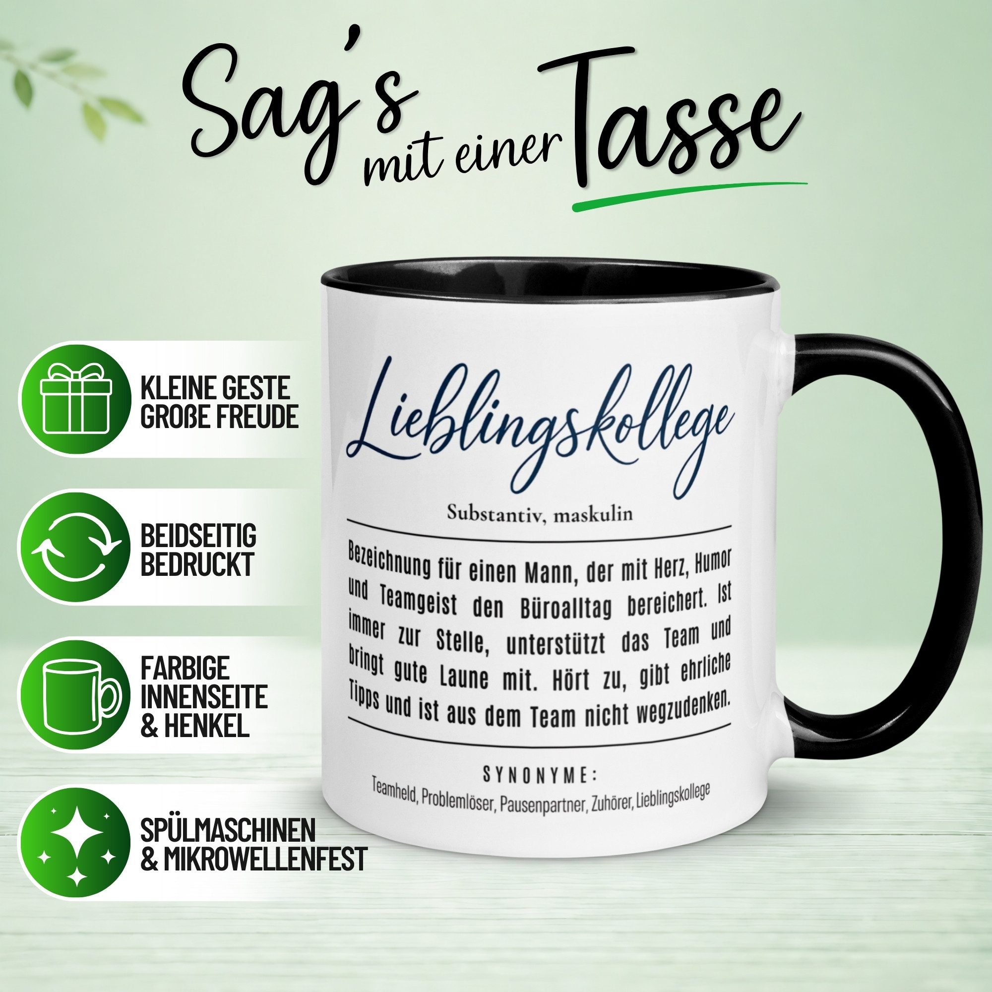 Momentals Tasse Kollege – Definition Lieblingskollege – Geschenk Bester Arbeitskollege, Gratis Versand · Links-&Rechtshänder · Spülmaschinenfest