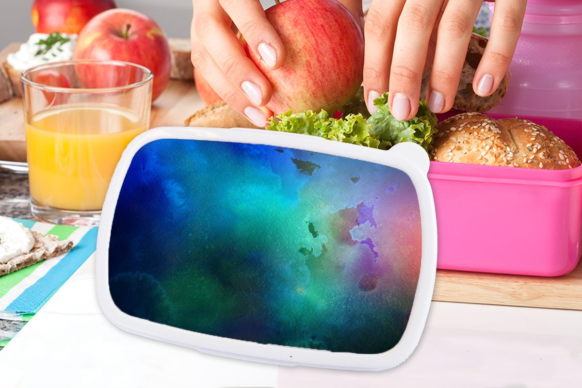 - Lunchbox Blau Brotdose Erwachsene, rosa - Grün - Kinder, Rot, für MuchoWow Aquarell Kunststoff Brotbox Kunststoff, (2-tlg), Snackbox, Mädchen,