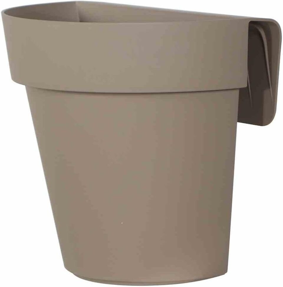 euro3plast Balkonkasten Balkon-Hängetopf UP,taupe Ø25cm,mit Wasserreservoir, taupe (1 St)