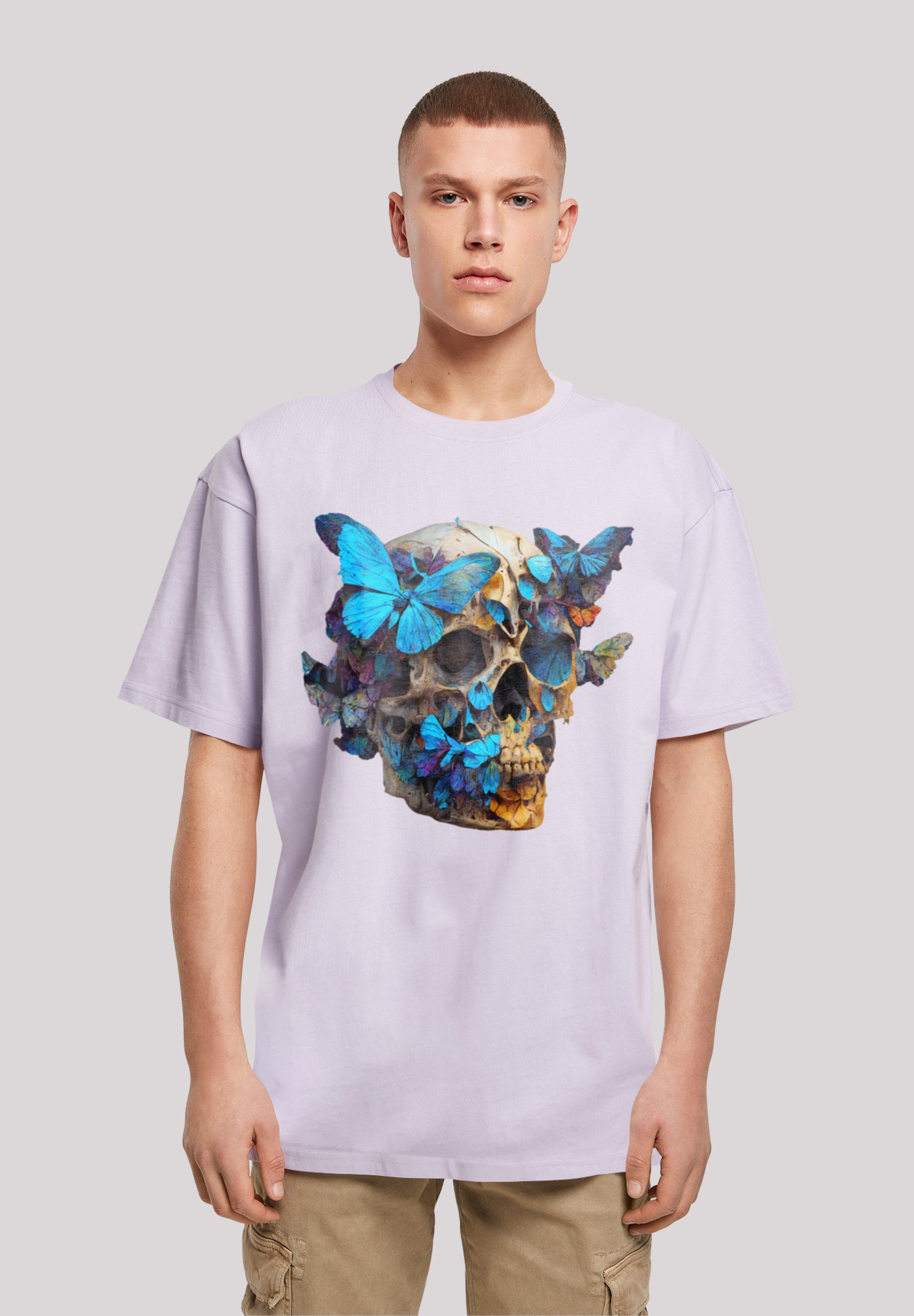 F4NT4STIC T-Shirt Schmetterling Skull TEE lilac Print OVERSIZE