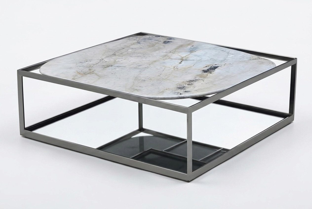 JVmoebel Couchtisch Grauer Metalltisch mit modernem Design und eleganter Ästhetik (Packung), Made in Europe