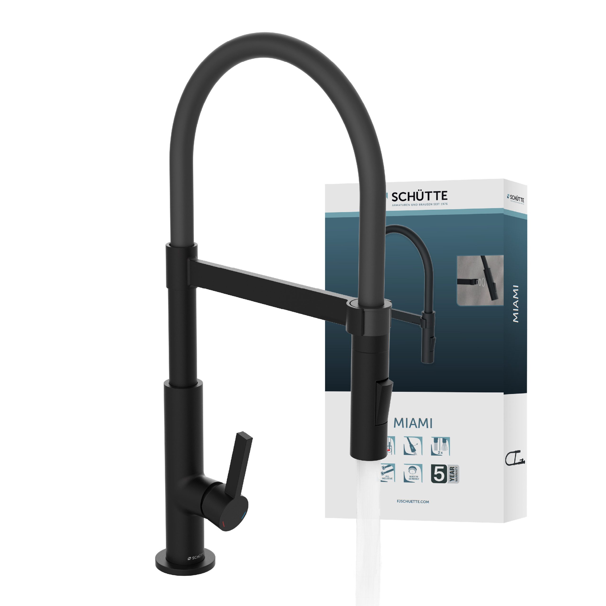 Schütte Spültischarmatur MIAMI energiesparende Cold-Start-Funkt., 360° schwenkbar, 2-fach verstellbar