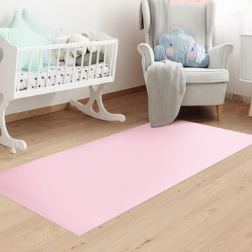 Läufer Teppich Vinyl Flur Küche Einfarbig funktional lang modern, Bilderdepot24, Läufer - rosa glatt