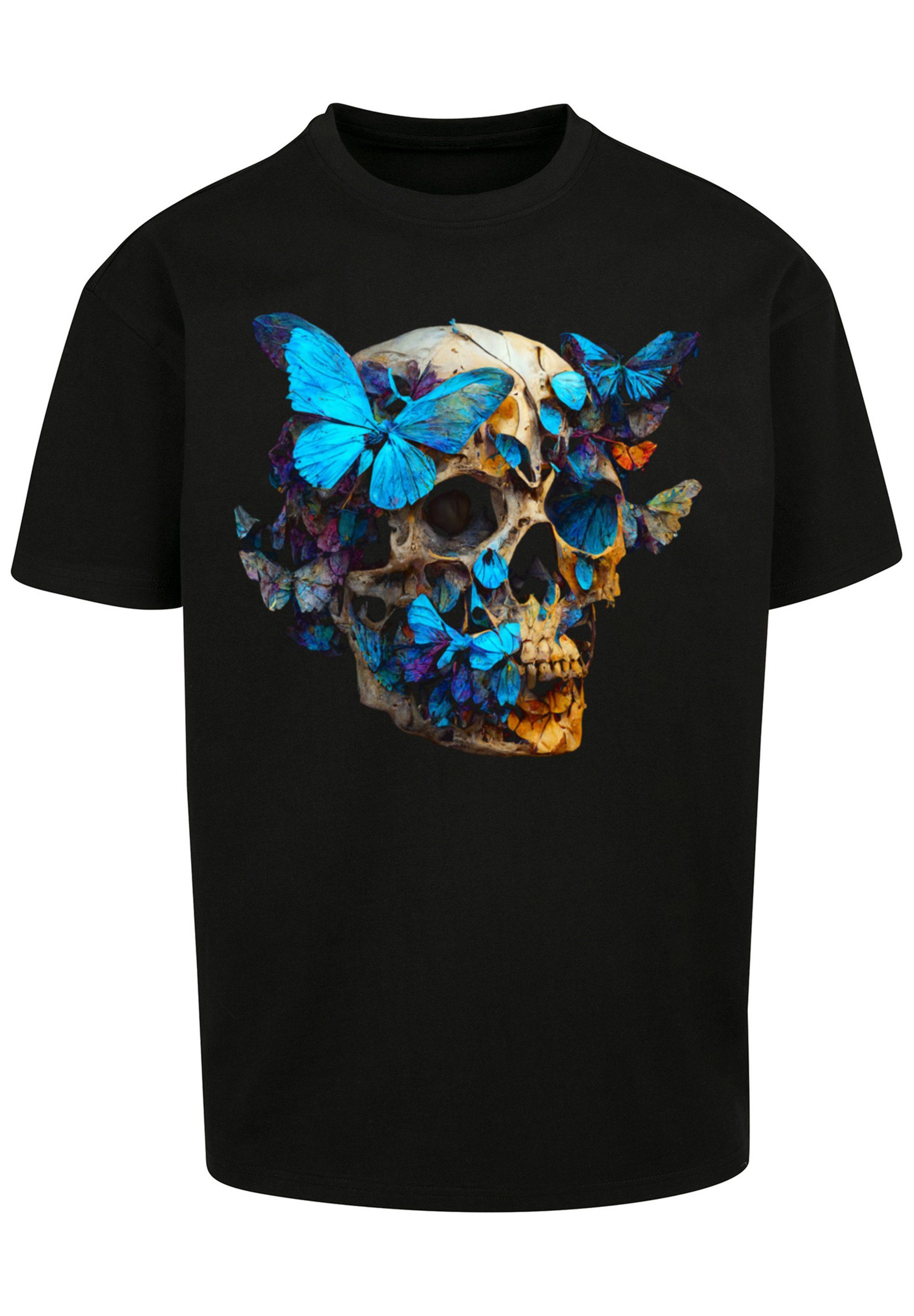 schwarz Schmetterling OVERSIZE T-Shirt F4NT4STIC Print TEE Skull
