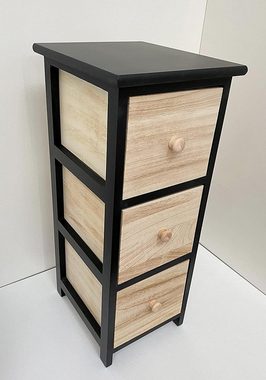 ADOB Kommode Schwarz Holz mit 3 Schubladen, vielseitig einsetzbar, immer aufgeräumt