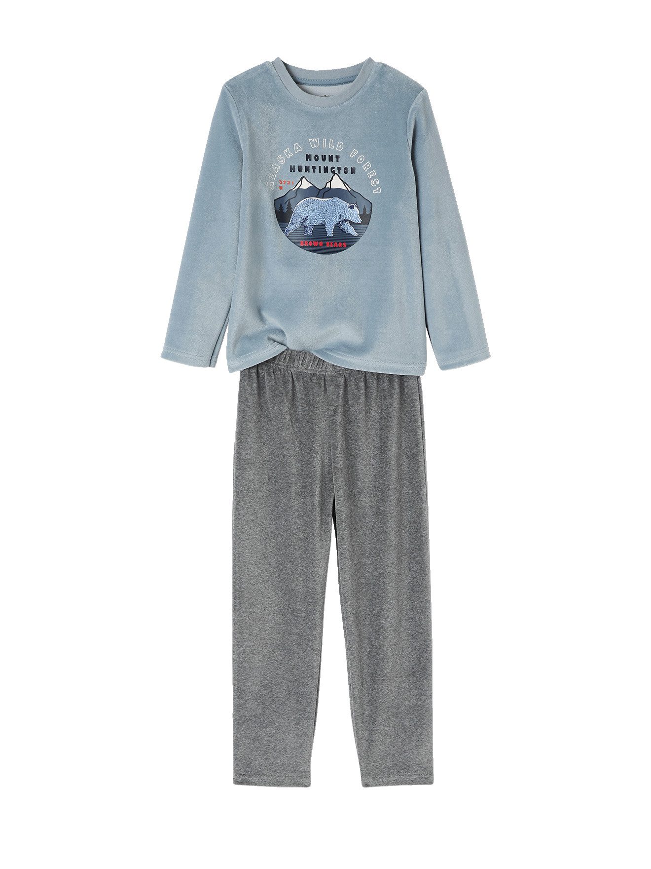 vertbaudet Schlafanzug Jungen Samt-Schlafanzüge, Natur BASIC 2er-Pack – Bild 2 von 5