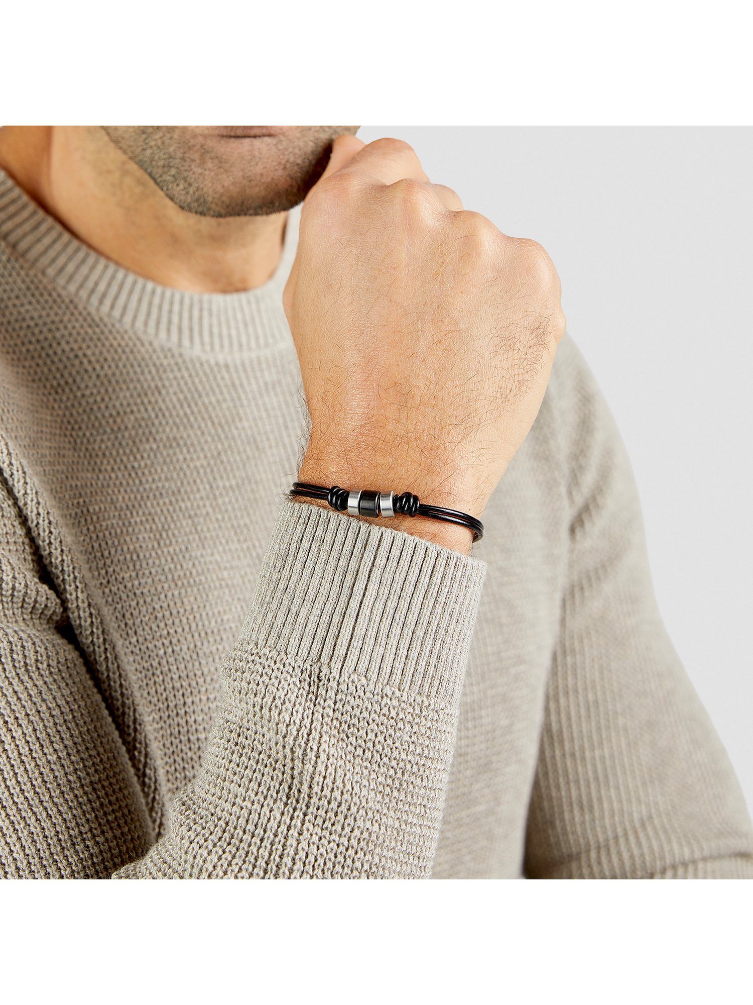 s.Oliver Armband S.Oliver Herren-Armband Edelstahl, Leder