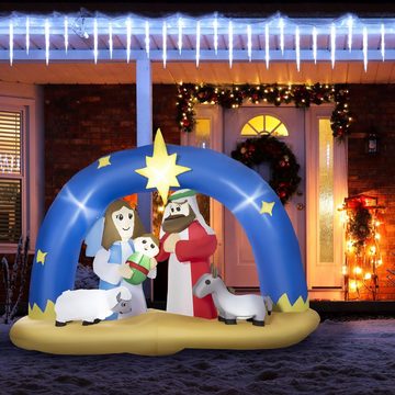Outsunny Weihnachtsfigur Weihnachtsdeko, Weihnachtskrippe mit Torbogen, aufblasbar, groß (Set, 1 St., 8 LEDs), Mit LED