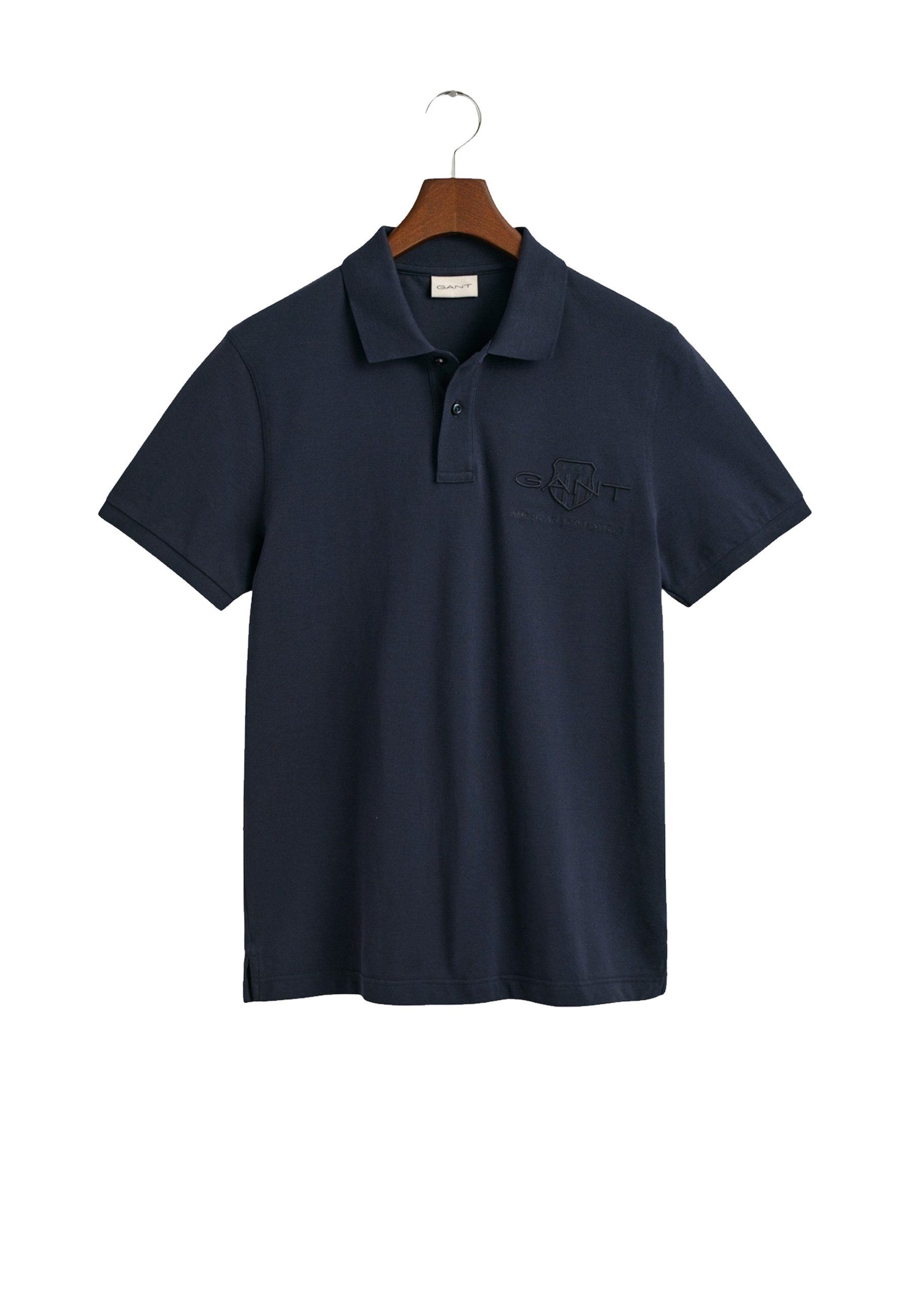 Reg Tonal (1-tlg) Poloshirt dunkelblau Shield Gant Poloshirt Kurzarmshirt