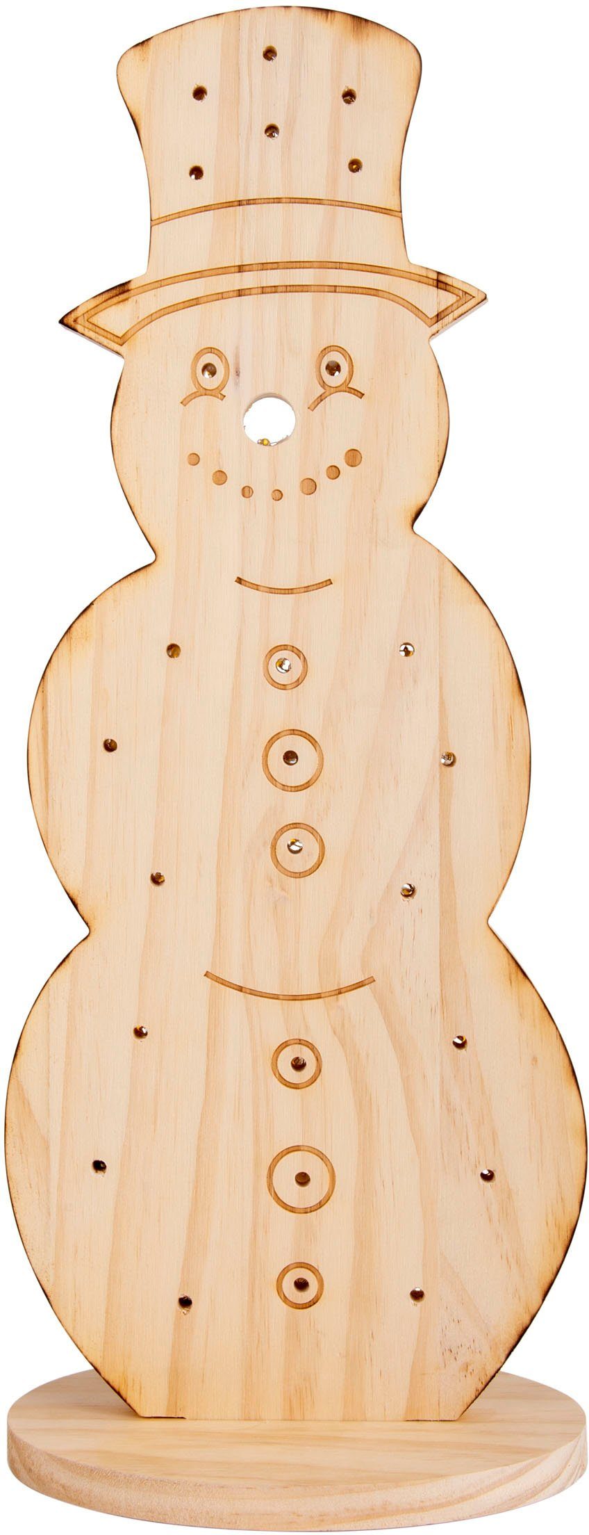 näve LED Dekoobjekt Snowy, Weihnachtsdeko aus Holz, Timerfunktion, LED fest integriert, Warmweiß, Schneemann aus Holz, Höhe ca. 50 cm, …