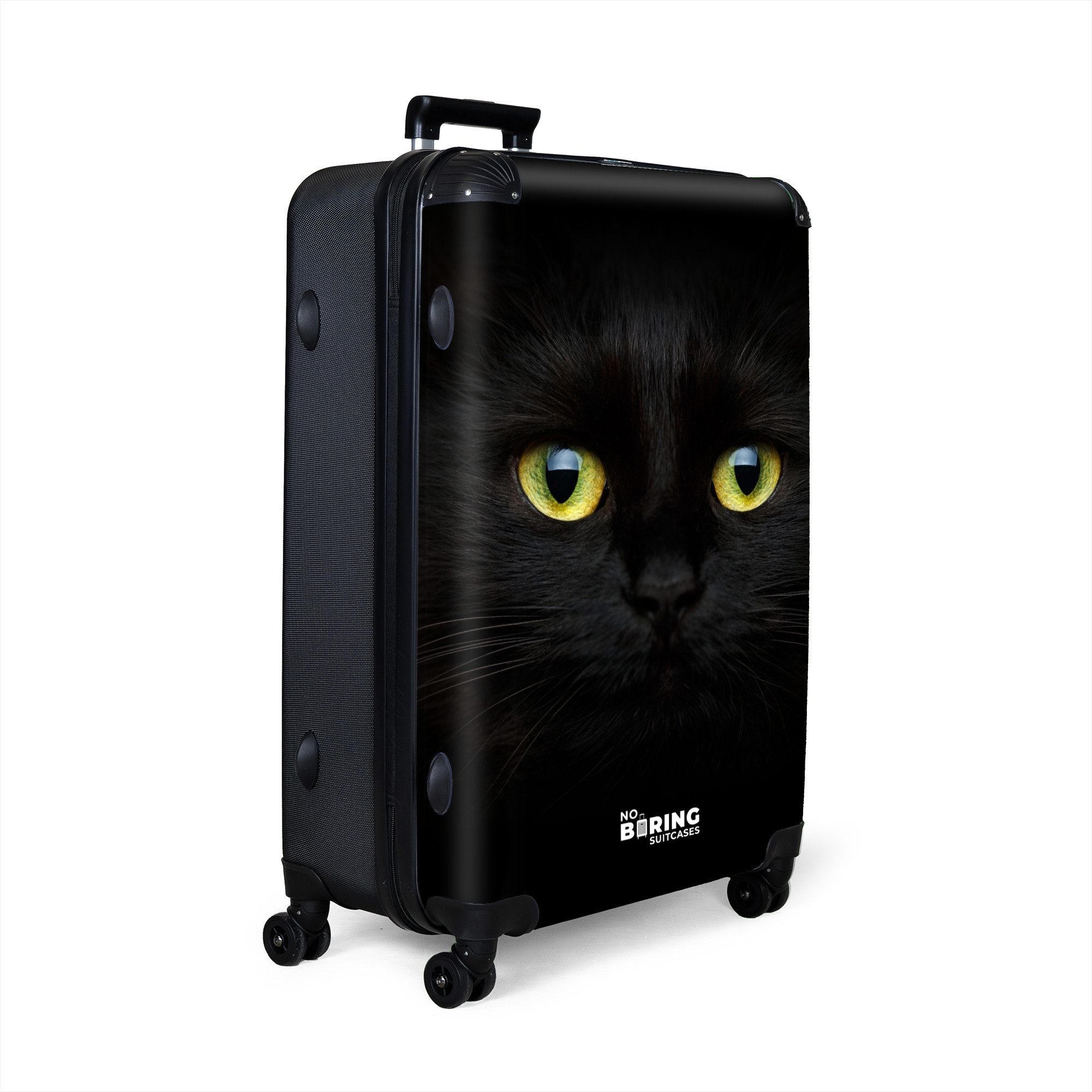NoBoringSuitcases.com© Hartschalen-Trolley Schwarze Katze mit hellen günstig online kaufen