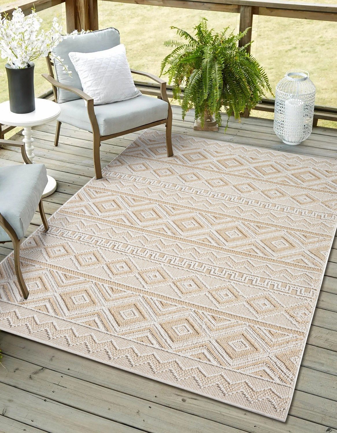 Myflair Möbel & Accessoires Outdoorteppich Vera, LAGERRÄUMUNG, rechteckig, Höhe: 8 mm, modernes Design, In & Outdoor geeignet, Balkon, Terrasse